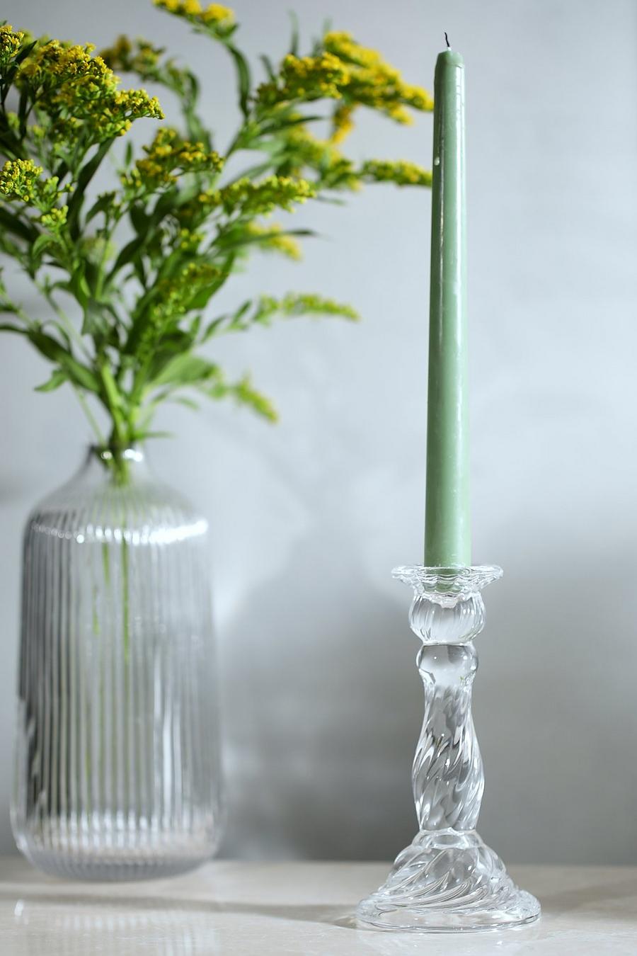 Clear Textured Twist Candle Holder image number 1