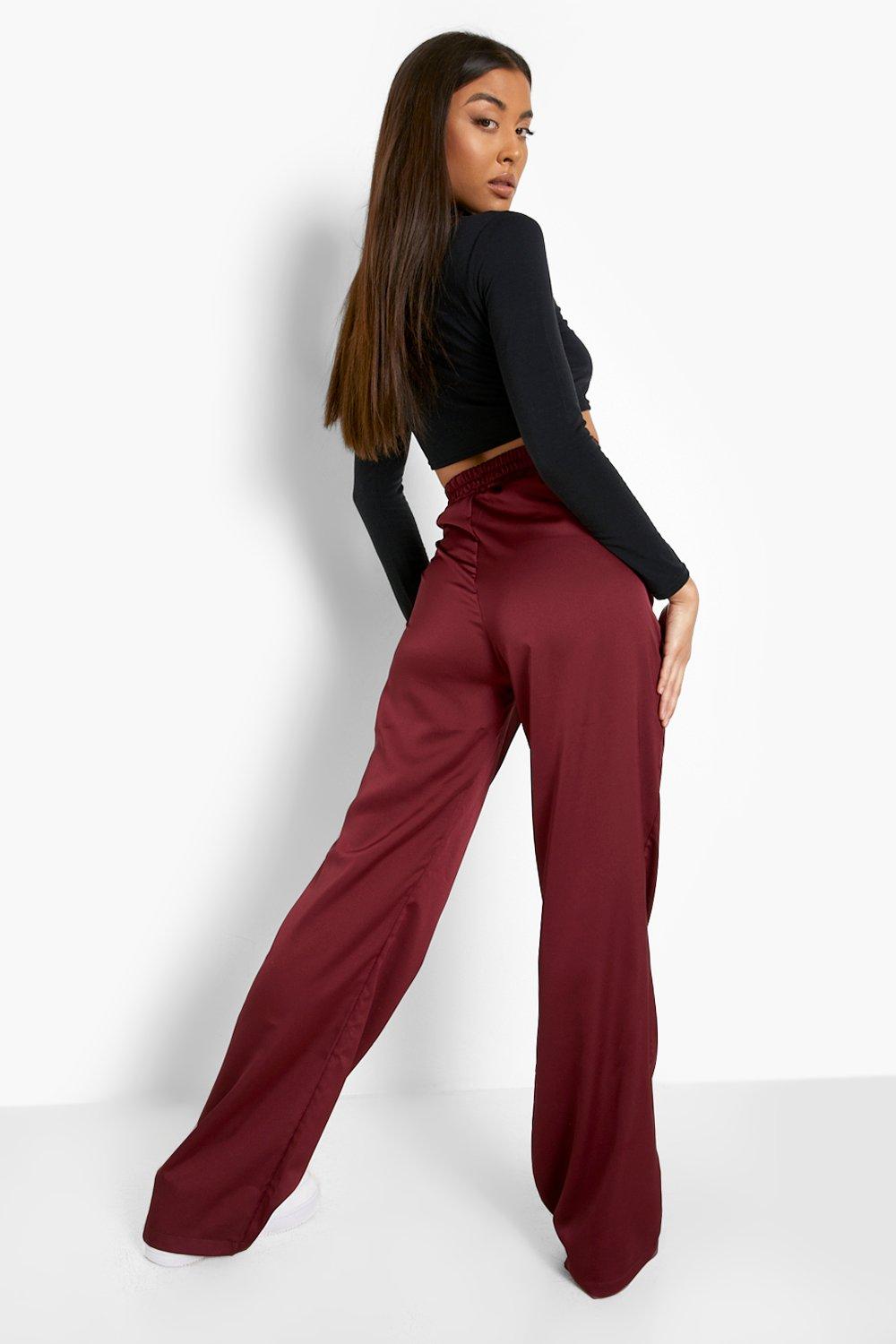 Pocket Front Satin Wide Leg Luxe Pants