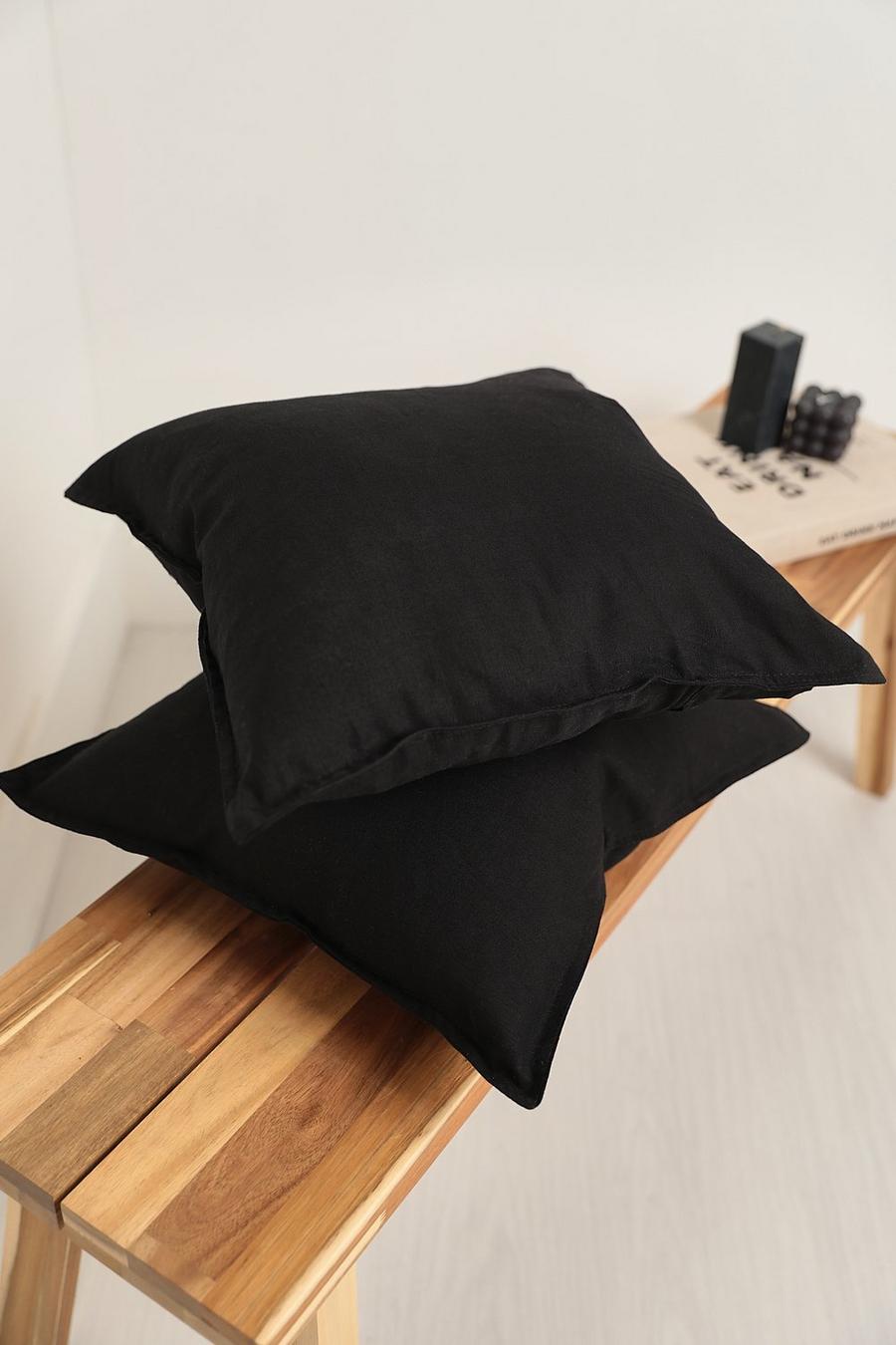 Black Linen 2 Pack Cushion Cover image number 1