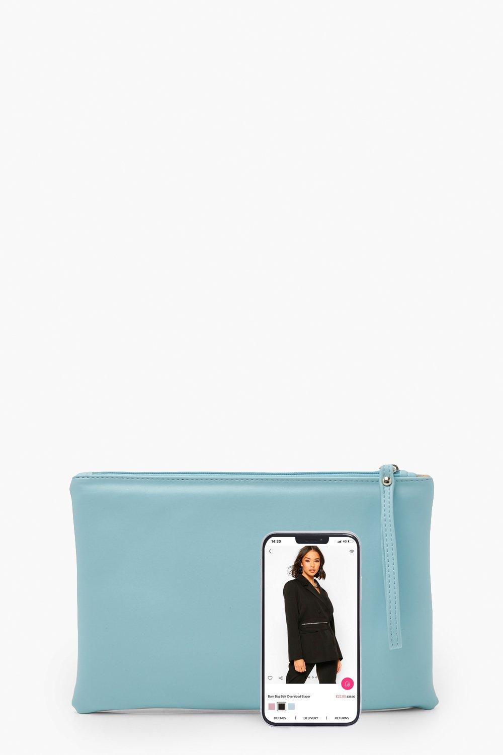 Boohoo Structured Suedette Clutch Bag & Chain