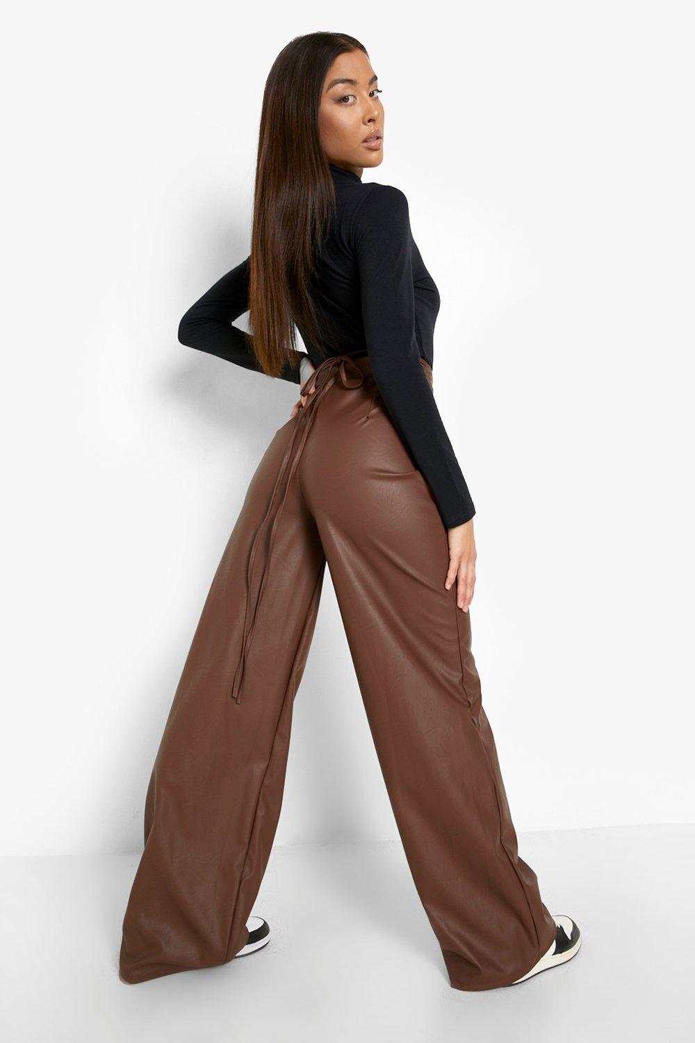 Pantalon simili 2024 cuir large