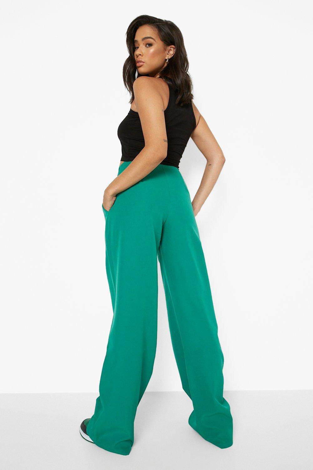 high waisted green trousers