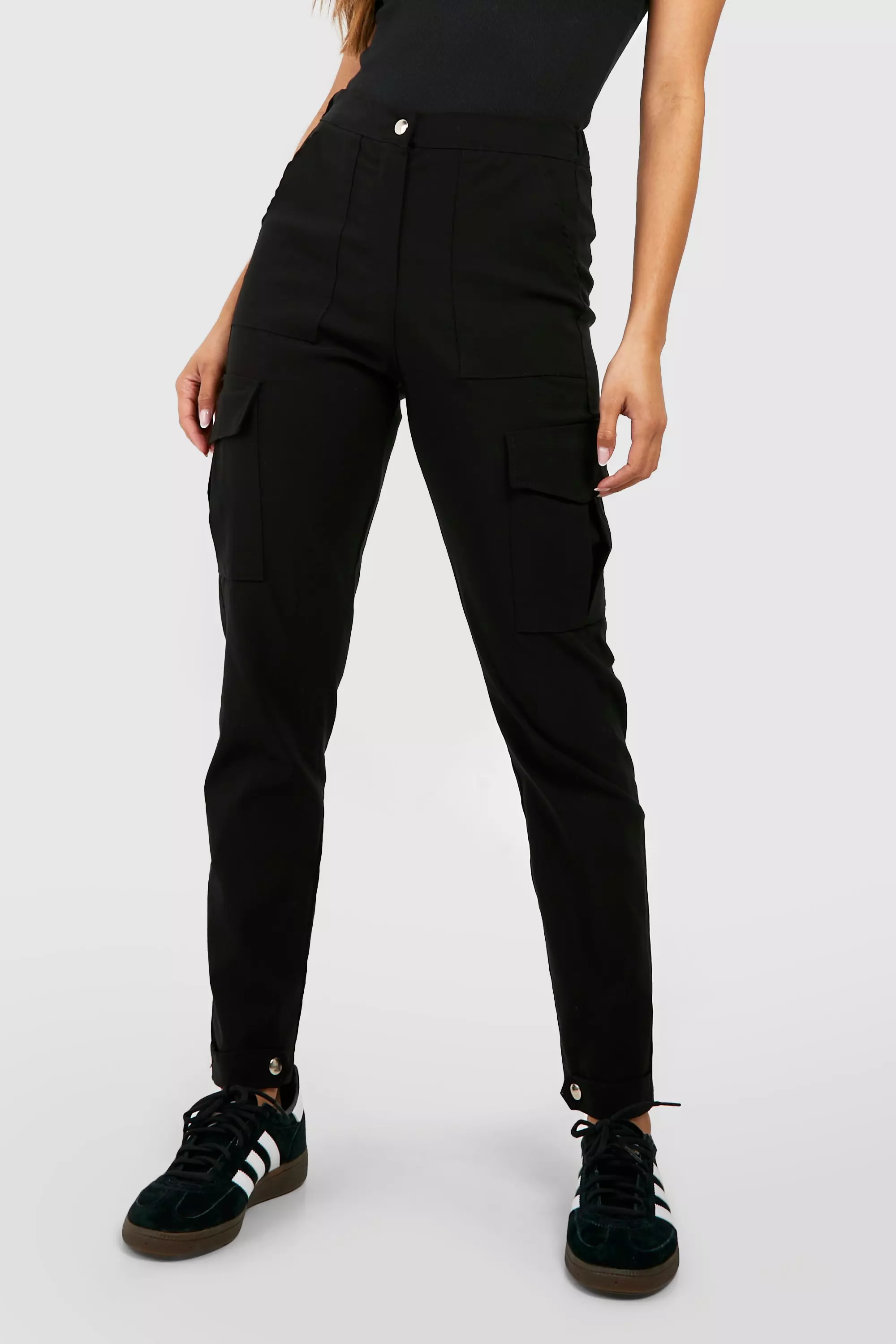 Women's Stretch Woven Pocket Cargo Casual Trousers