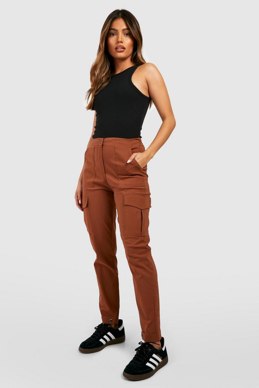 Pantaloni Casual in tessuto Stretch con tasche Cargo, Rust image number 1