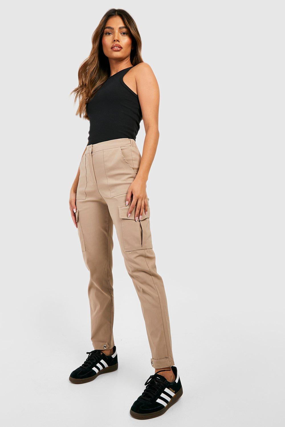 Ellos Women's Plus Size Stretch Cargo Capris Front and Side Pockets Casual  Cropped Pants - 20, Stone Beige