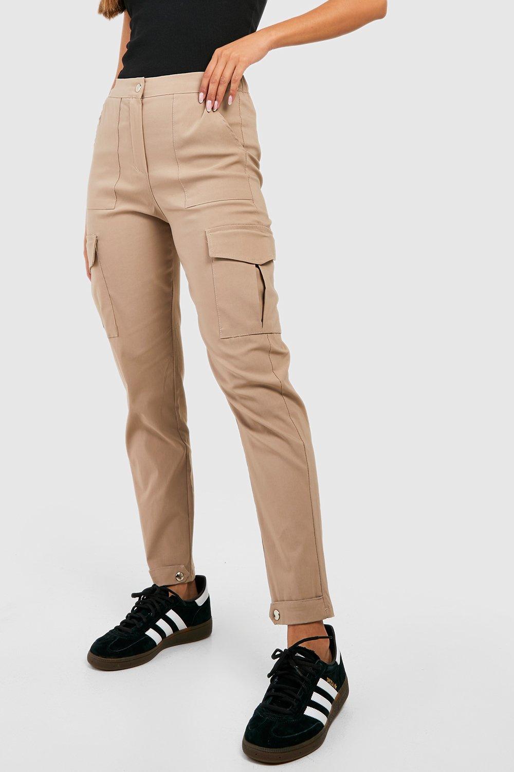 Stretch Woven Pocket Cargo Casual Pants