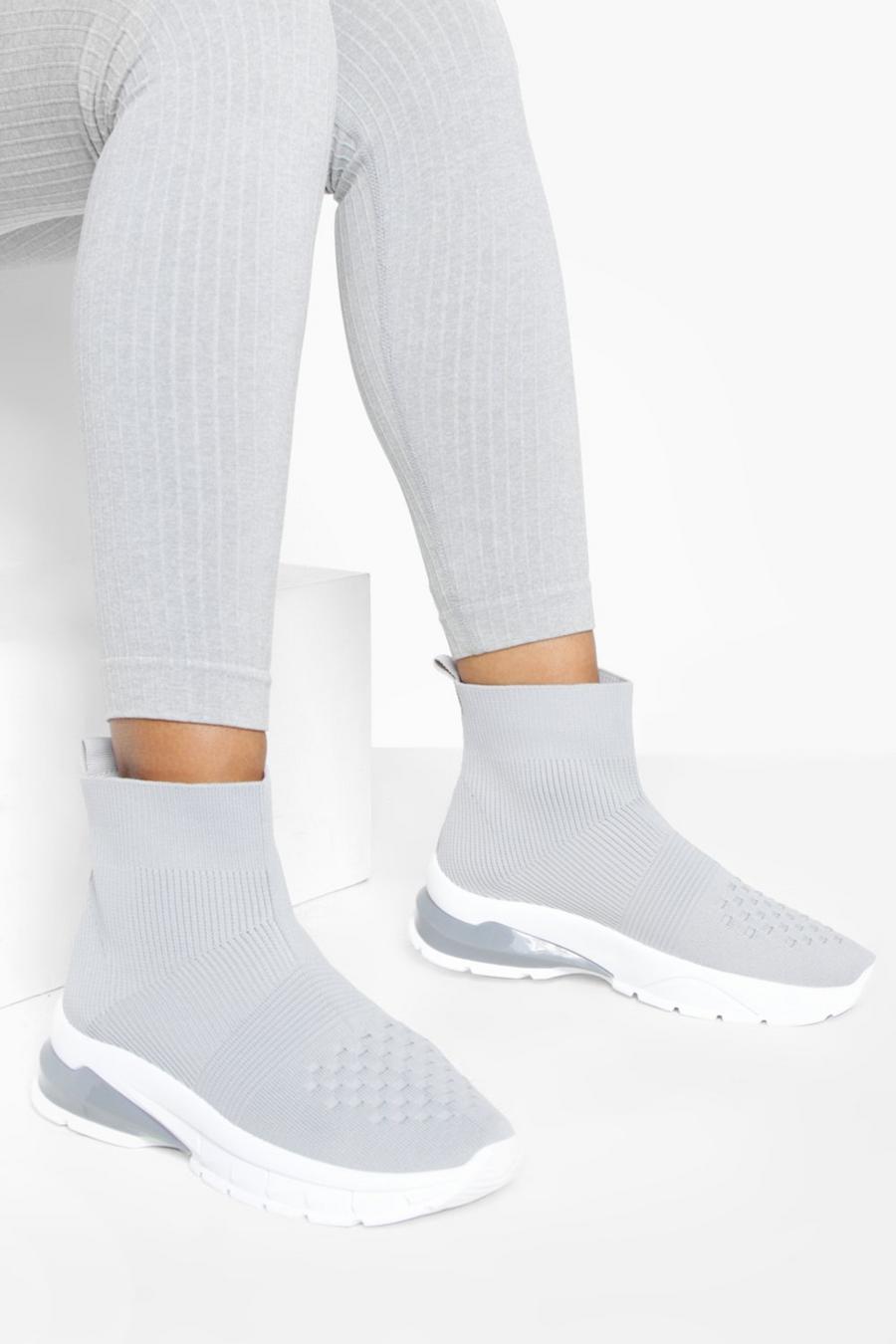 Sneaker a calza a calzata ampia con suola con bolle, Grey image number 1