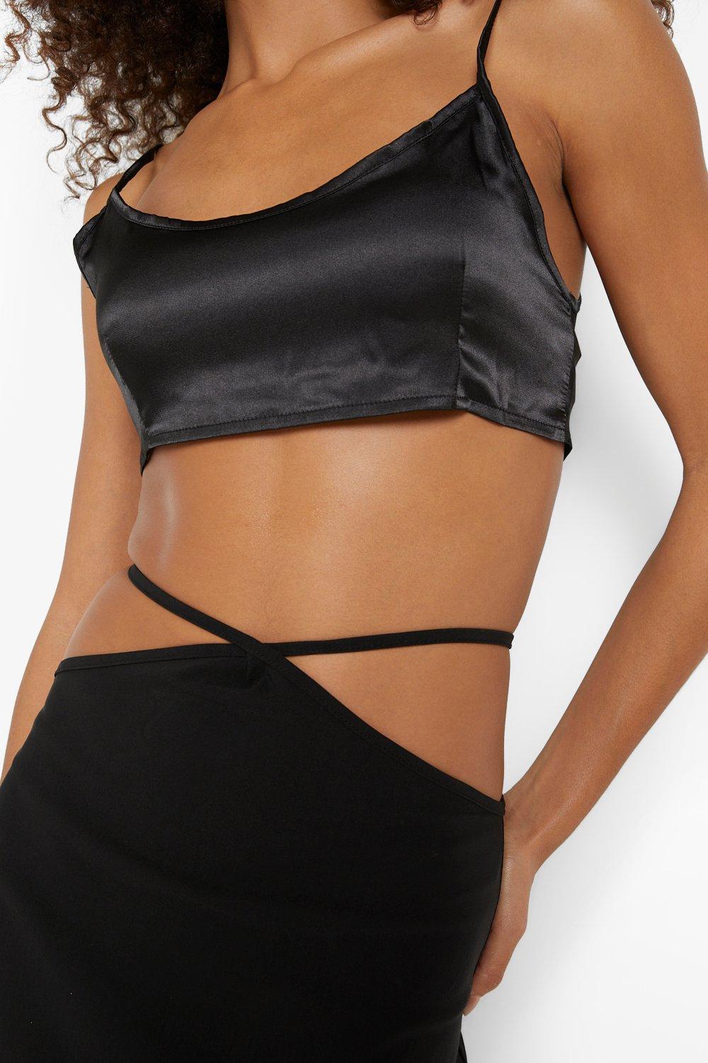 Strap Waist Detail Midi Skirt | boohoo