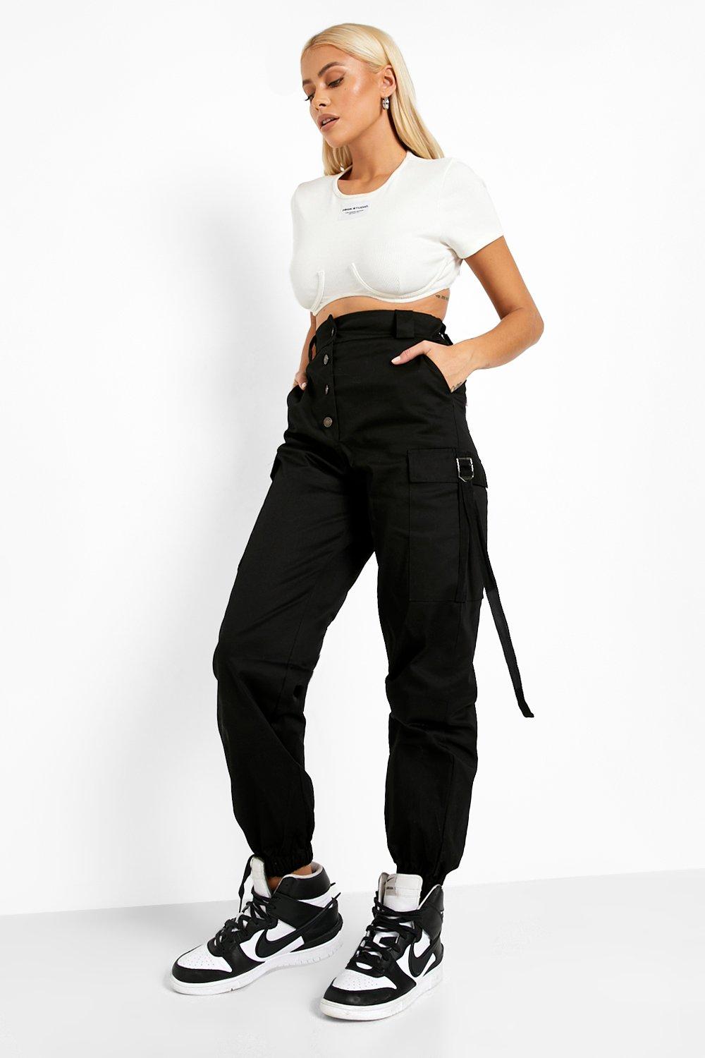 Cargo pants with deals button pockets