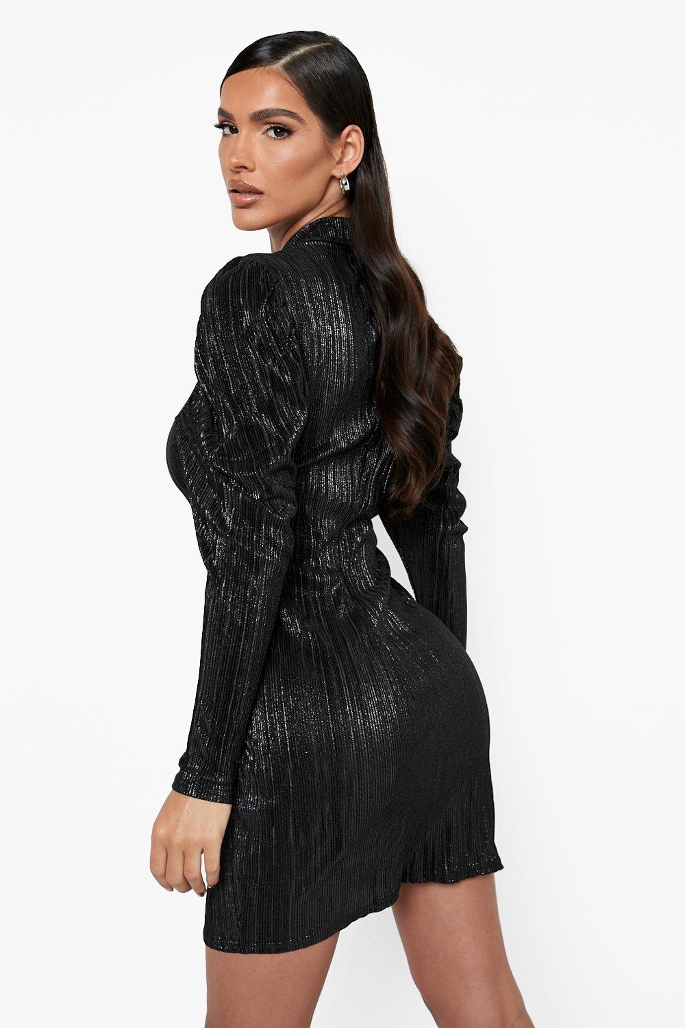 Boohoo metallic hot sale blazer dress