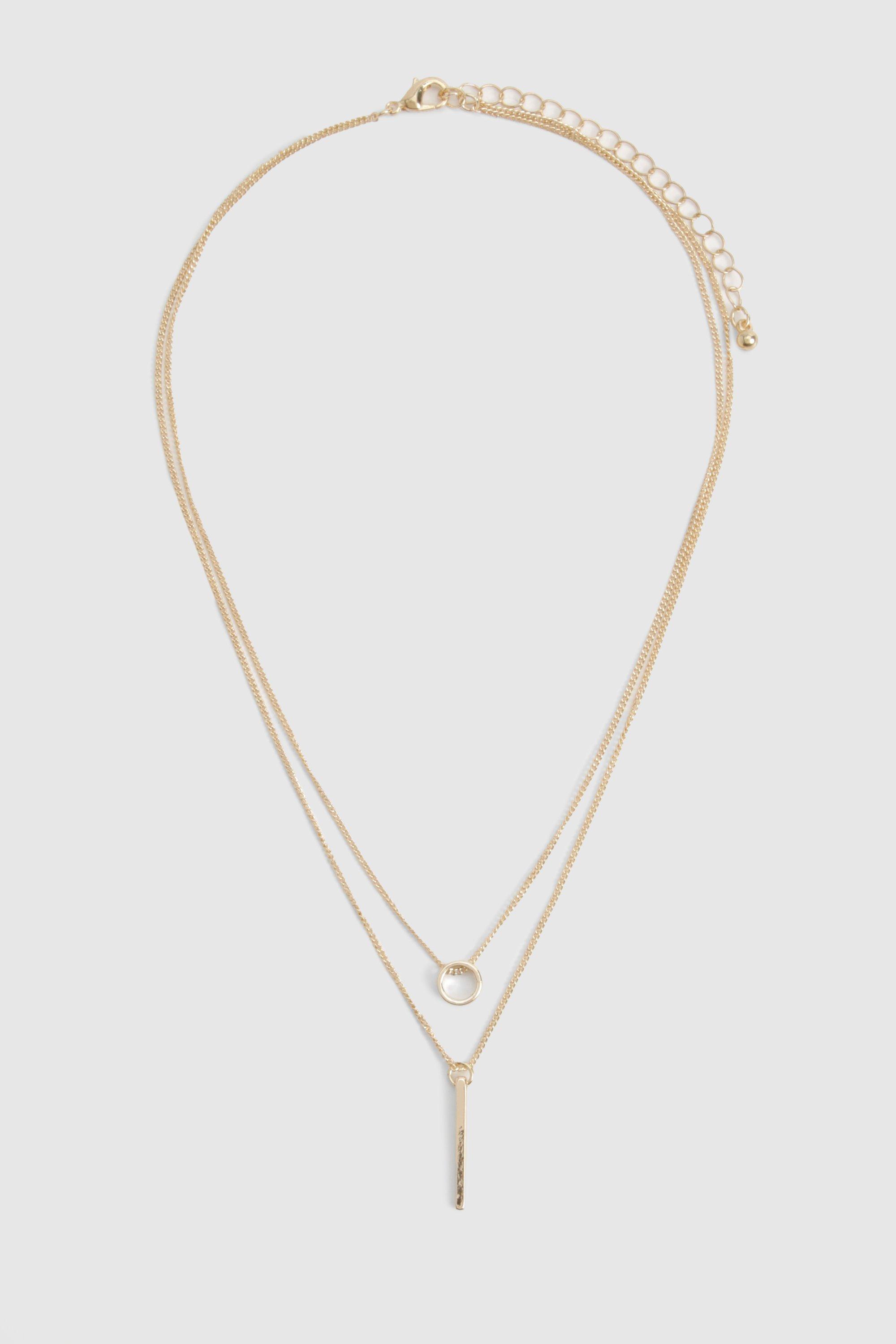 Bar and circle 2025 layered necklace