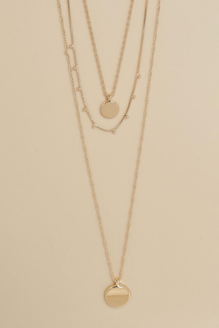 Gold Double Pendant Layered Necklace image number 1