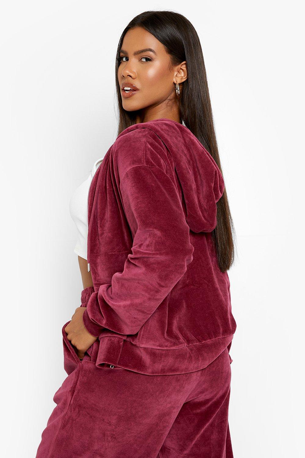 Velvet zip up hoodie on sale womens