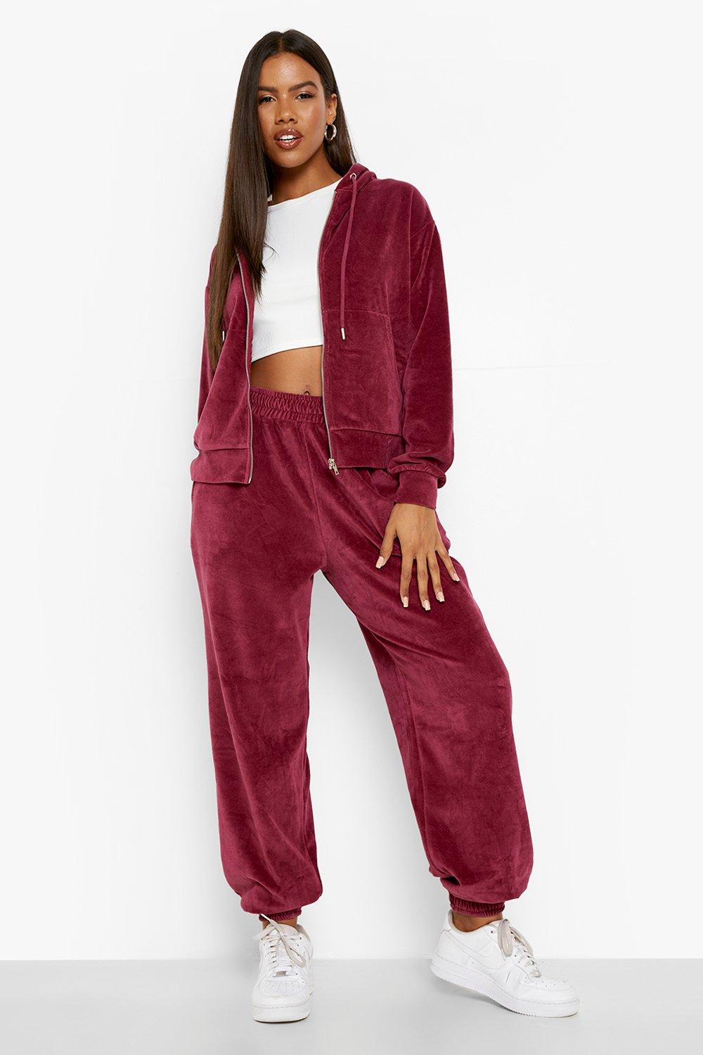 Womens red 2024 velour tracksuit