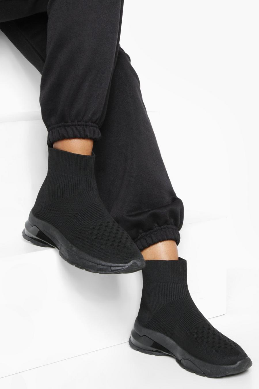 Black Wide Fit Tonal Bubble Sock Trainer image number 1