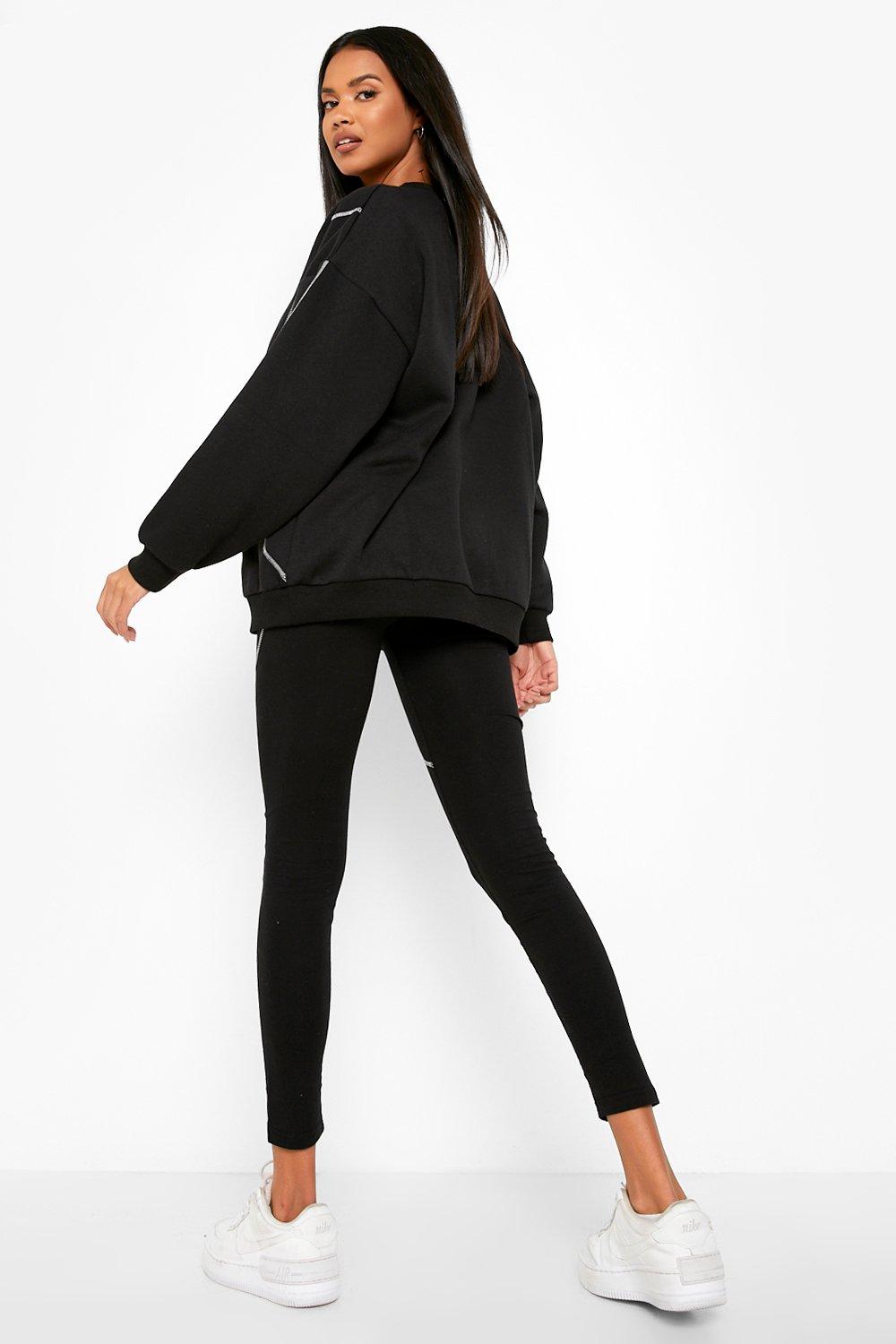 Contrast Stitch Sweat And Legging Set | boohoo