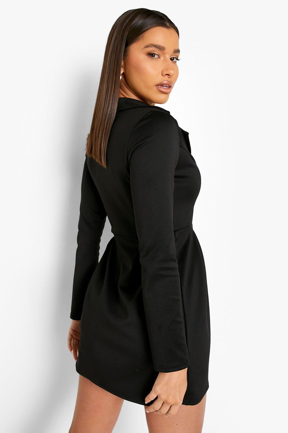 black long sleeve asymmetrical dress