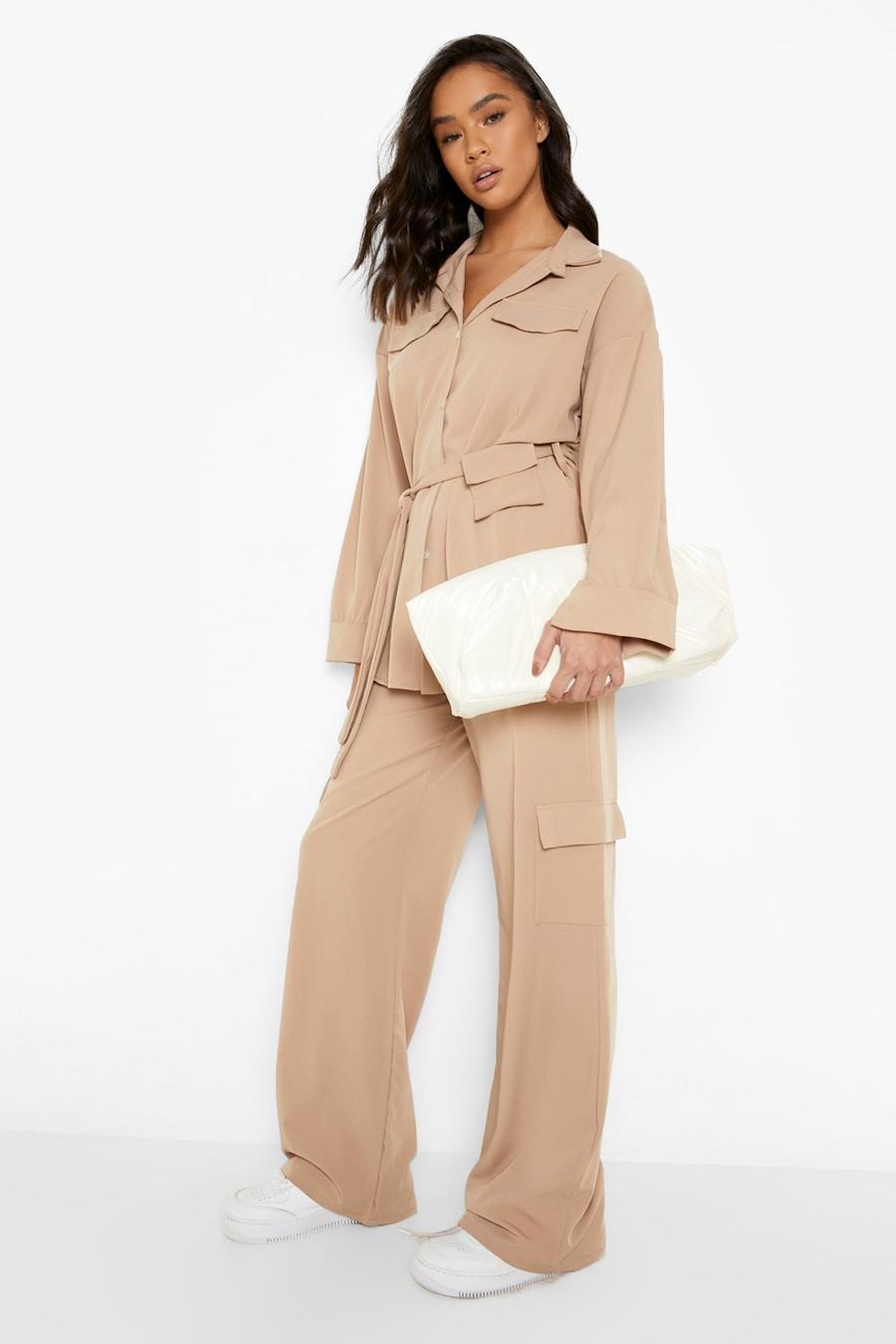 Sand Luxe Wide Leg Cargo Pants image number 1