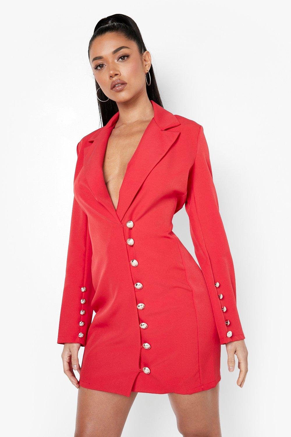 red button blazer