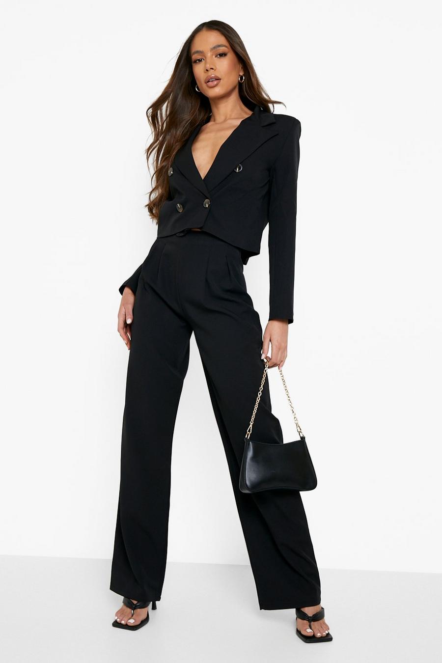 Black Pleat Front Tailored Trousers image number 1