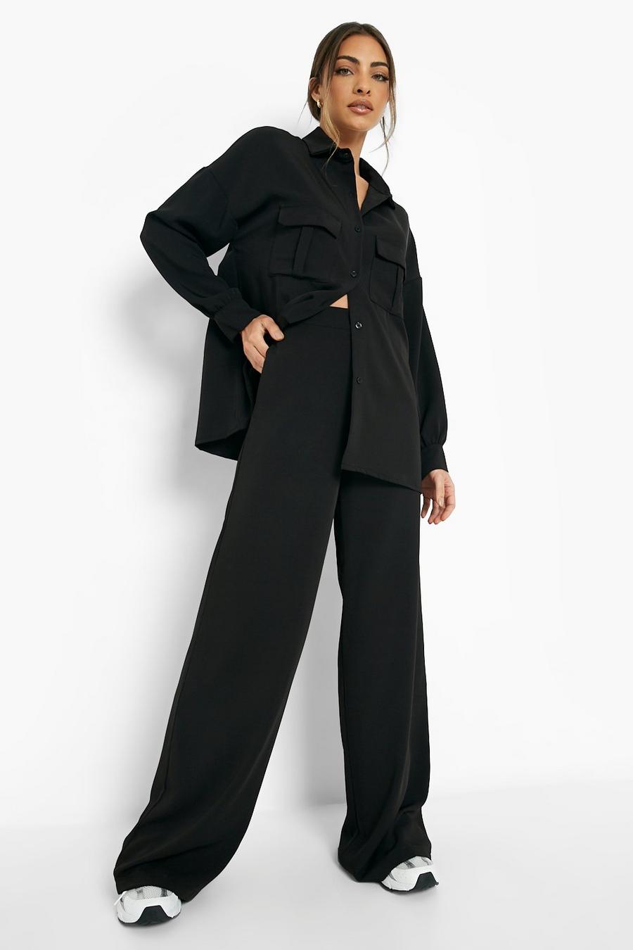 Black Luxe Fluid Wide Leg Trousers image number 1