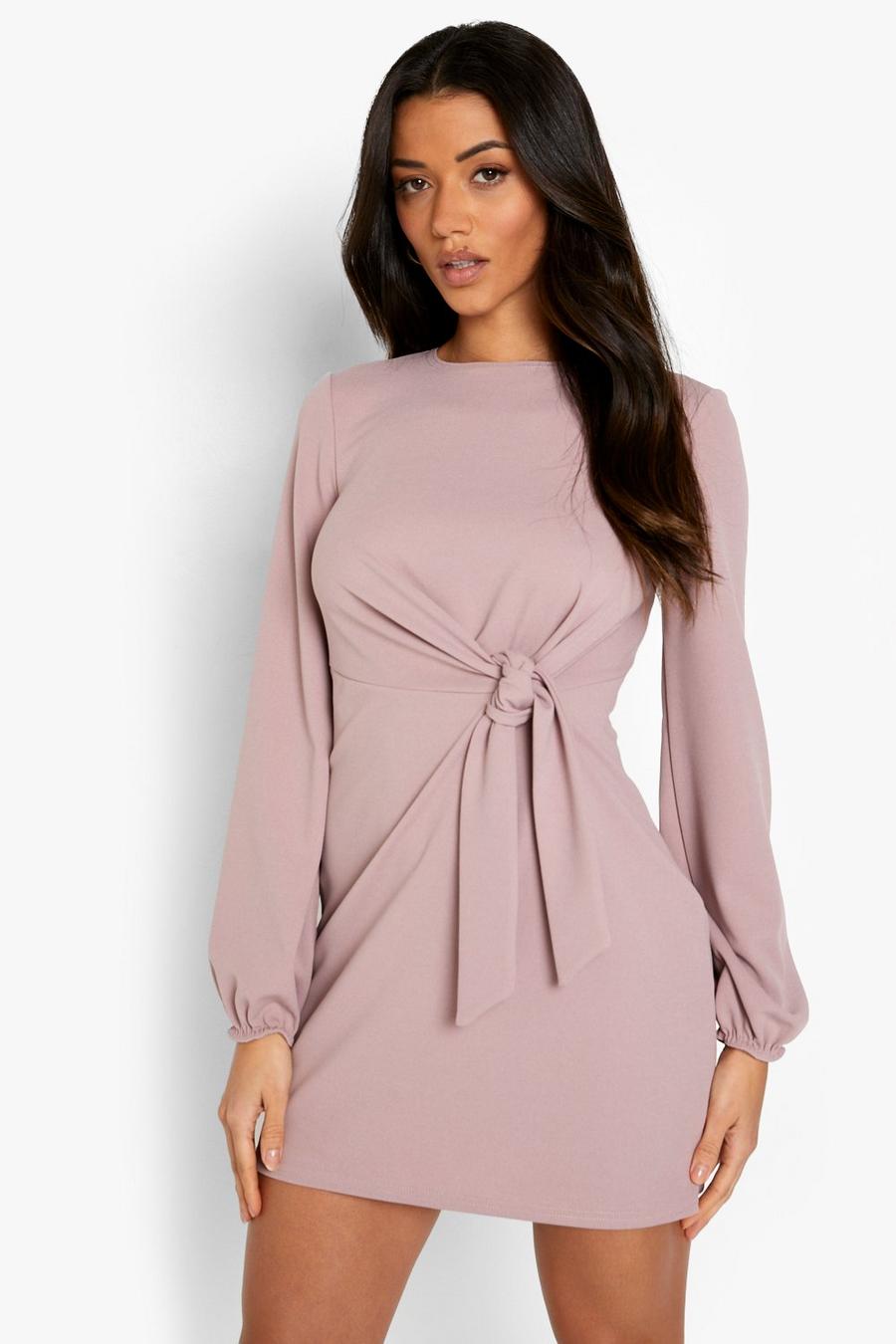 Mauve Tailored Knot Detail Shift Dress image number 1