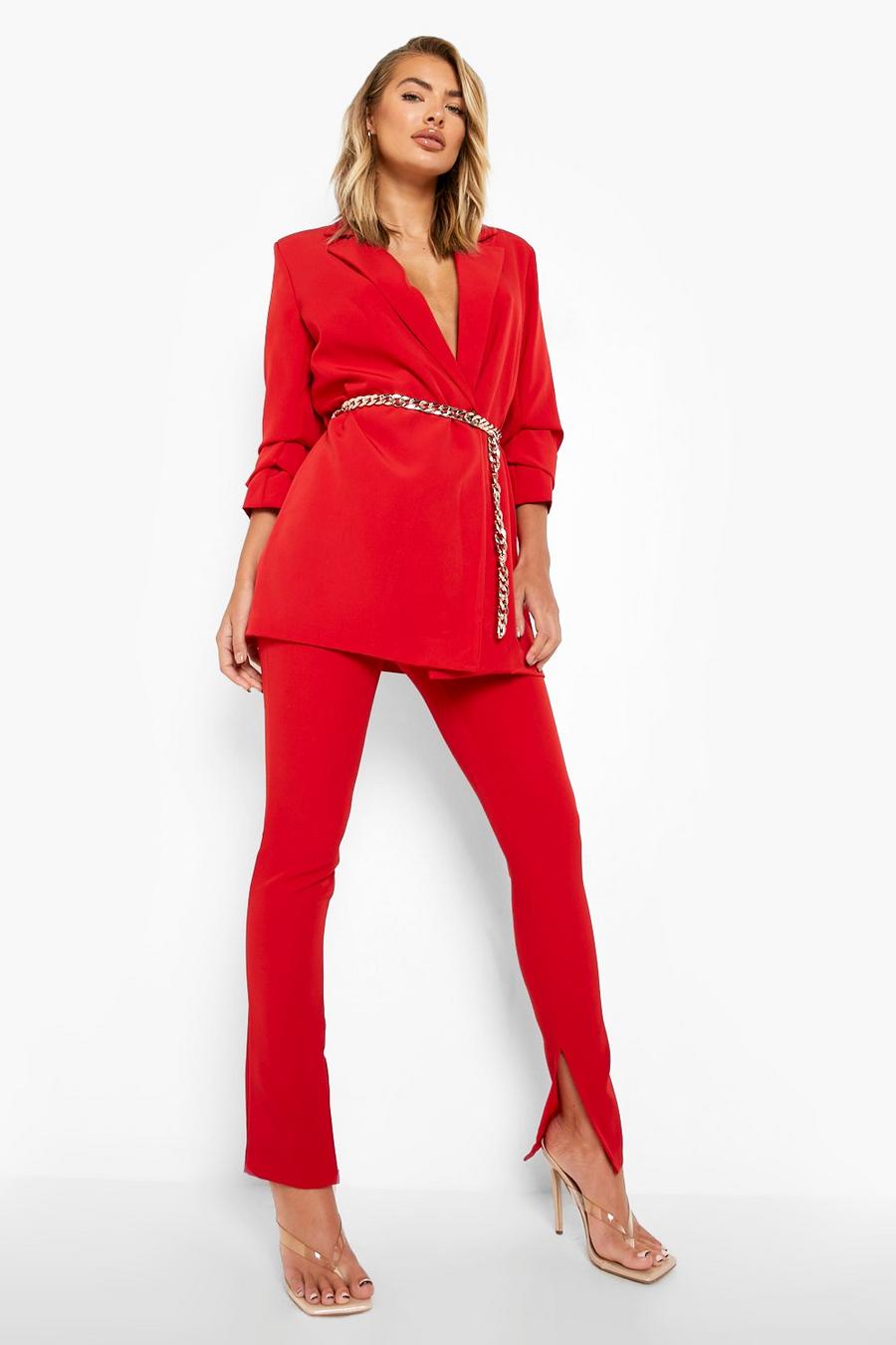 Red Slim Fit Tailored Pants image number 1