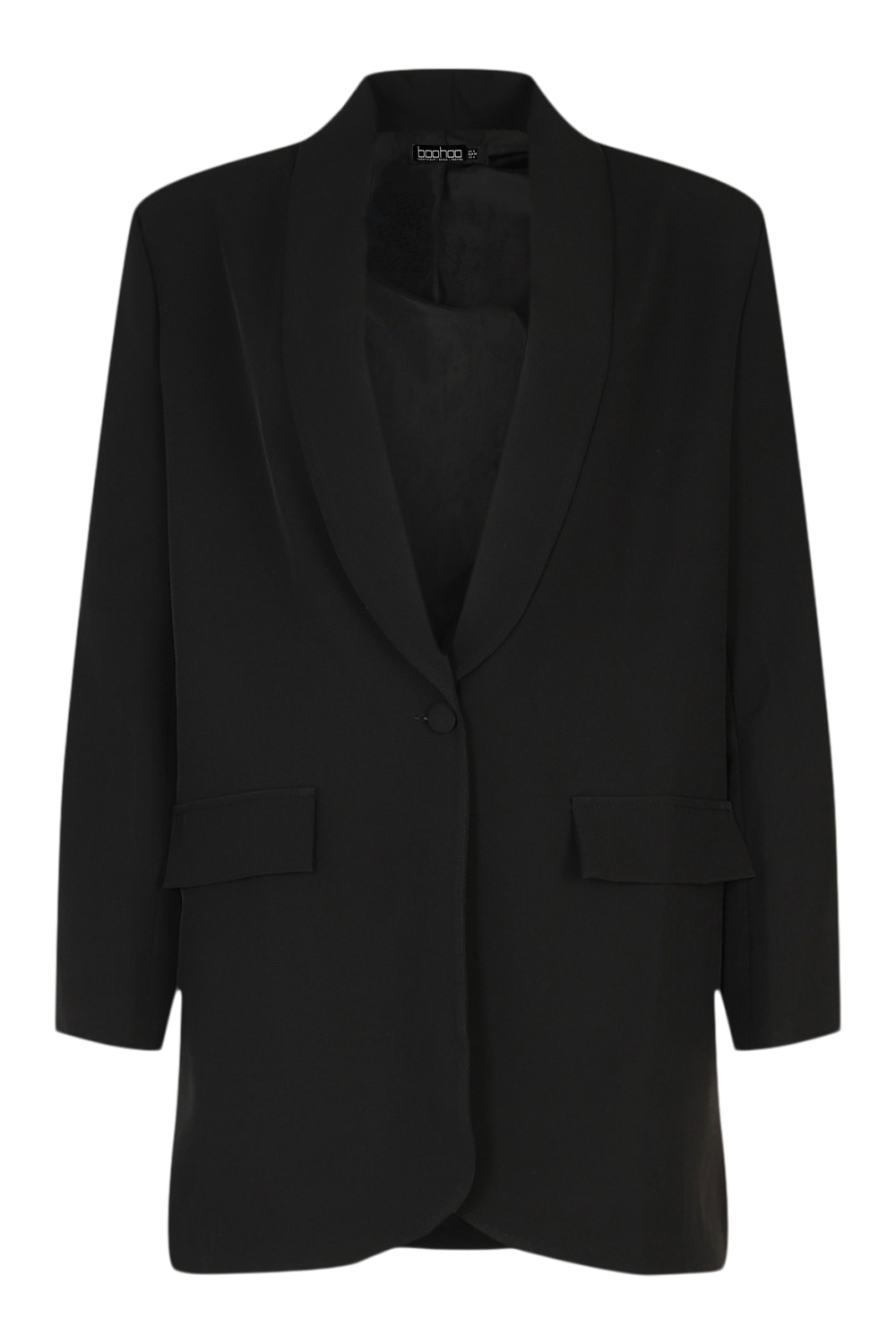 Women's Black Shoulder Pad Plunge Oversized Blazer