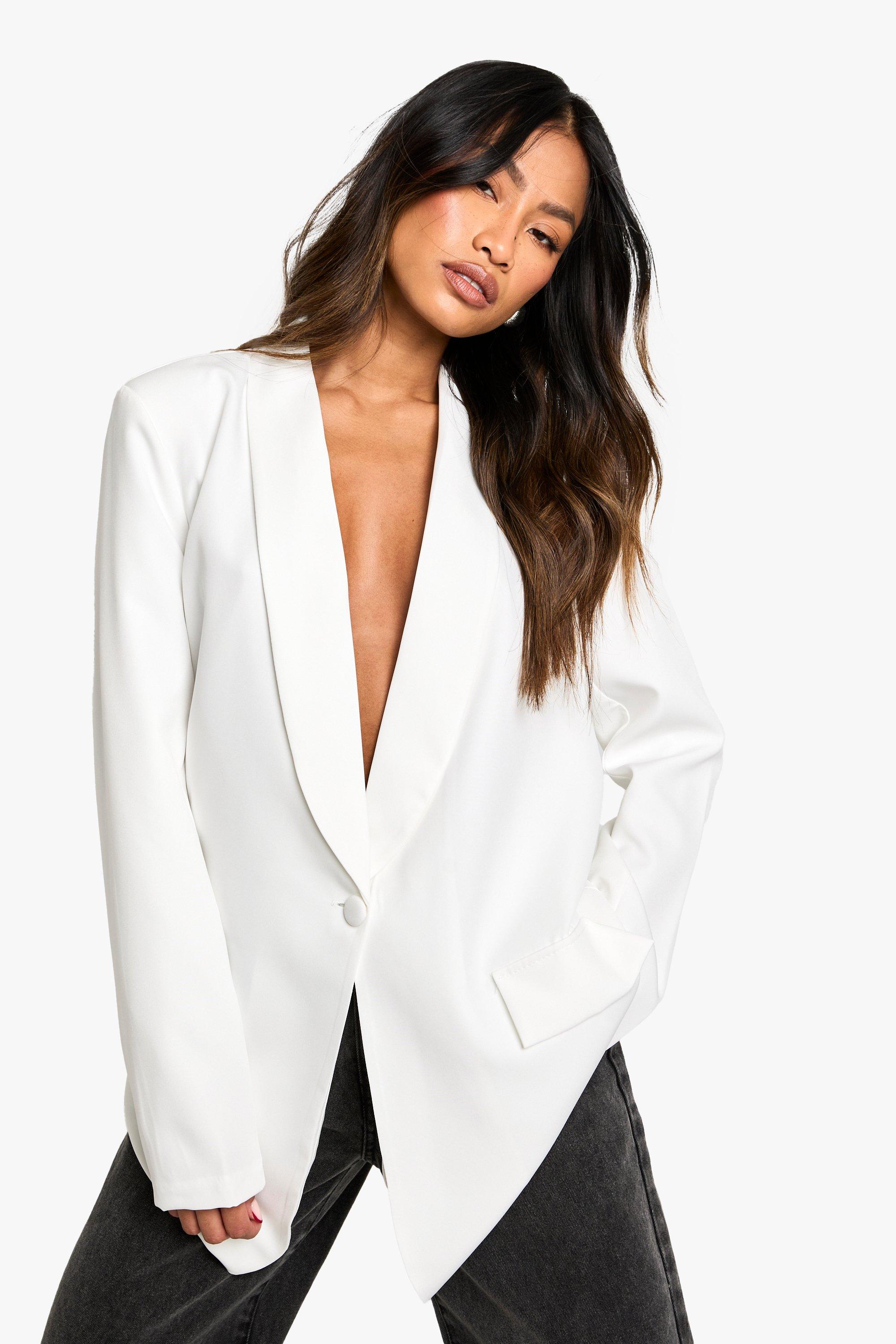 Shoulder Pad Plunge Oversized Blazer