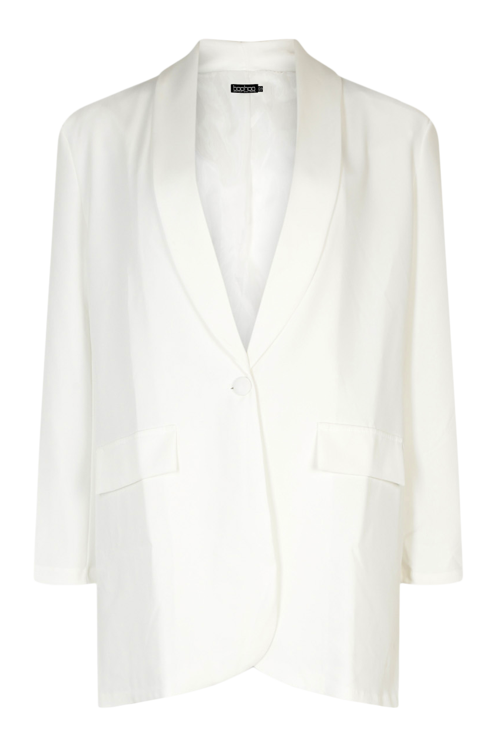 sport coats and suit jackets Boohoo Shoulder Pad Plunge Oversized Blazer in Ivory Womens Clothing Jackets Blazers White 