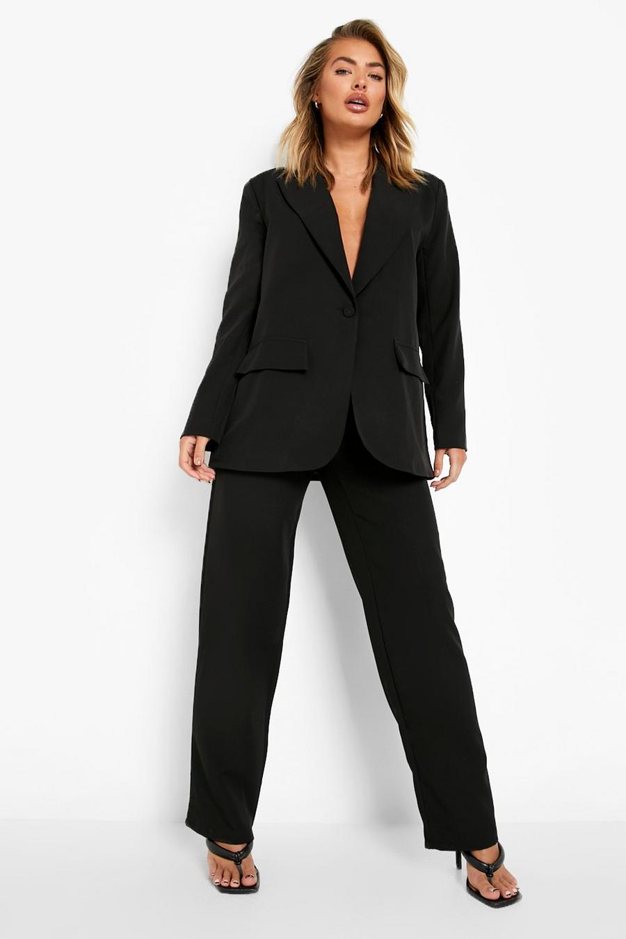 Black Pleat Front Tailored Wide Leg Pants image number 1