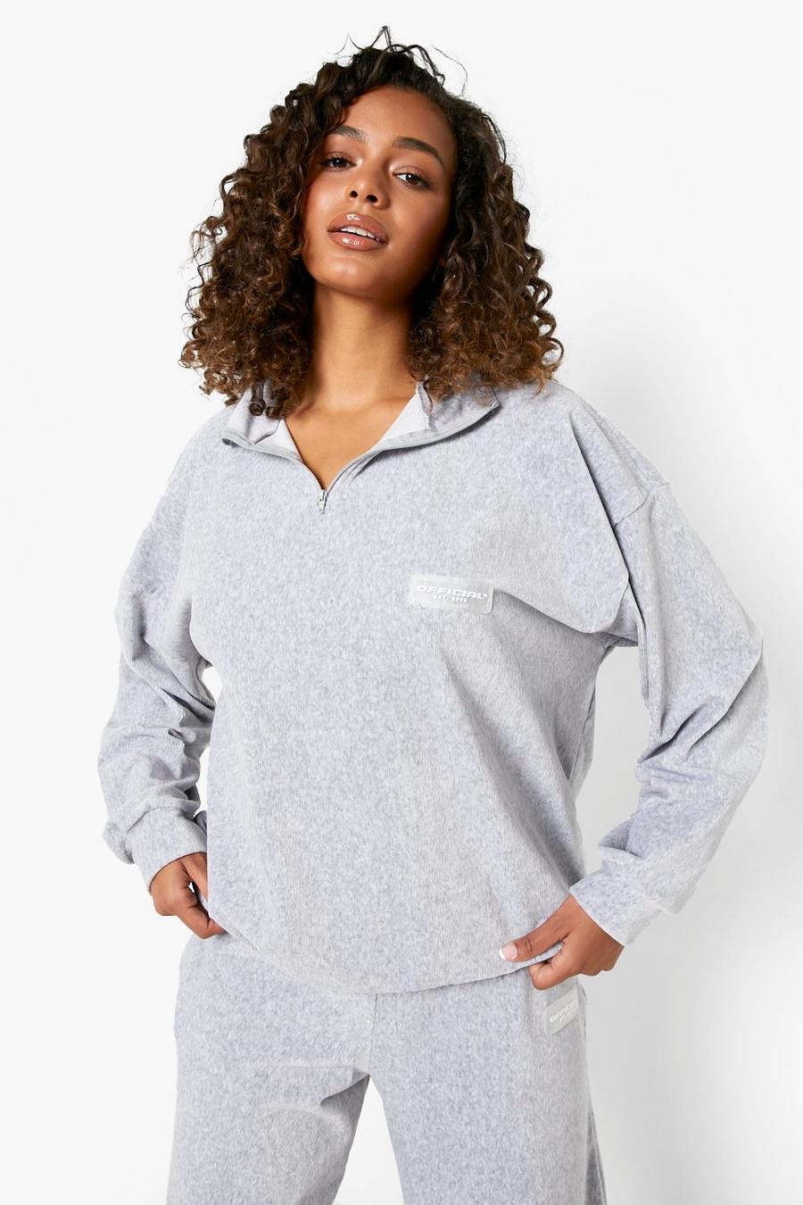 Grey Cord Half Zip Sweater image number 1