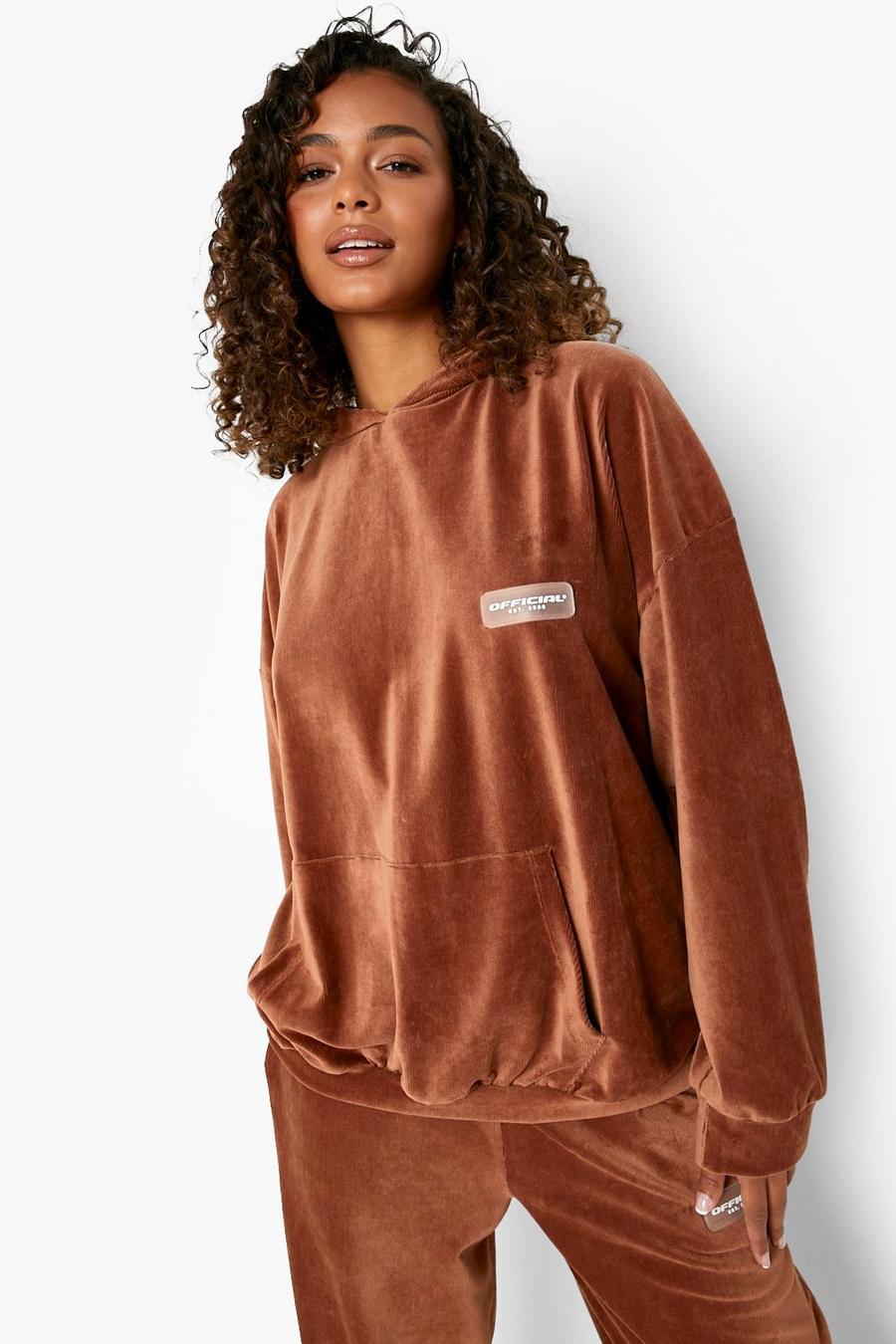 Camel Oversized Cord Hoodie image number 1