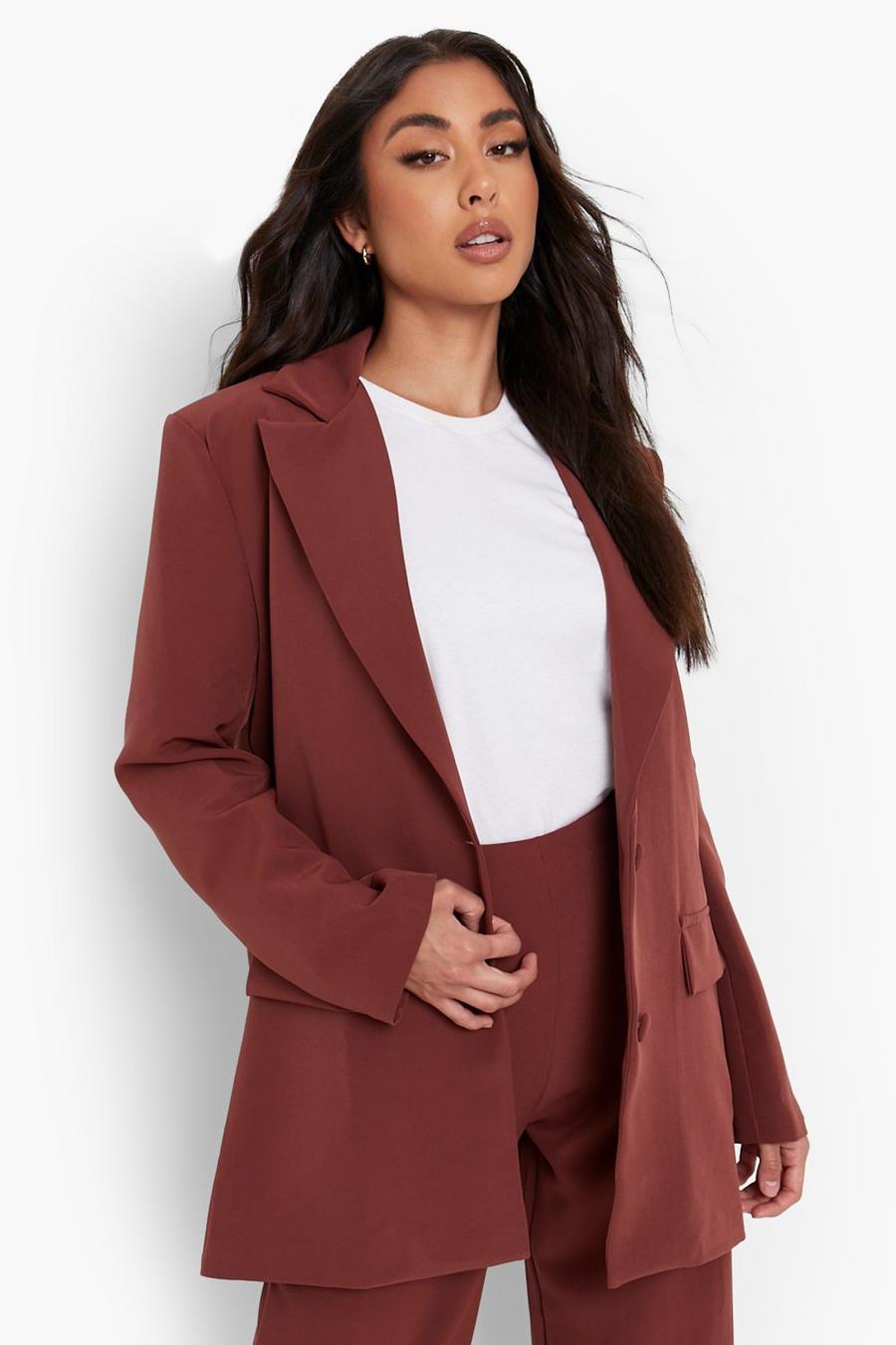 Chocolate Relaxed Fit Oversized Blazer image number 1