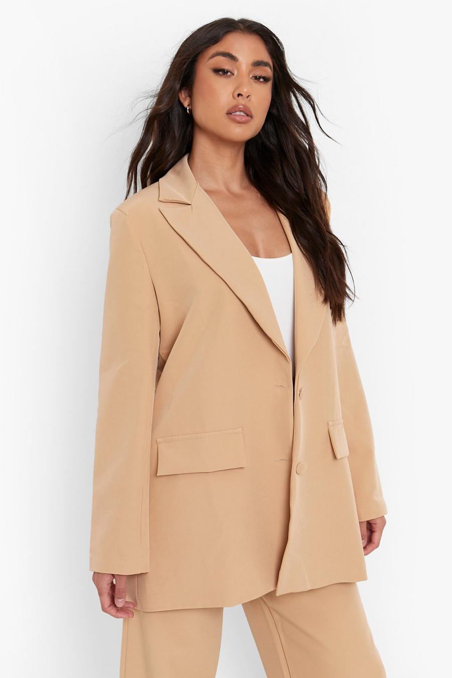 Sand Relaxed Fit Oversized Blazer image number 1