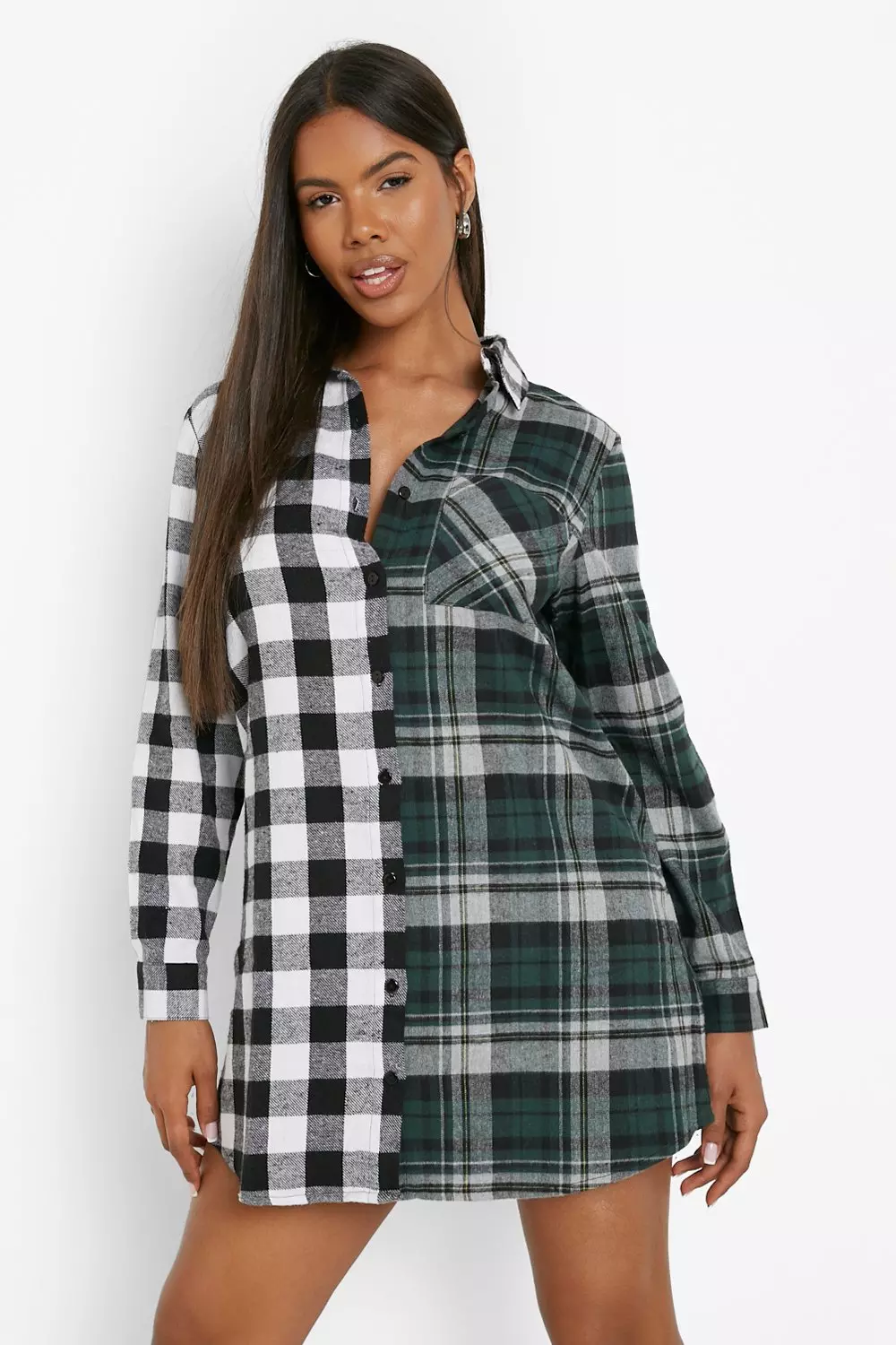 Black and white check shirt dress online