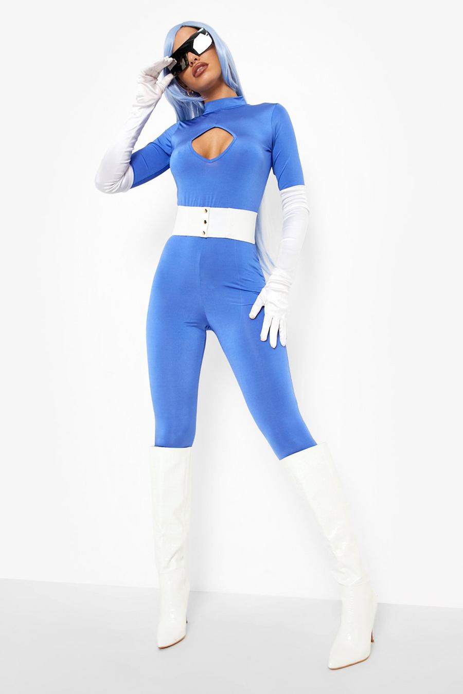 Blue Halloween Catsuit med cut-out image number 1