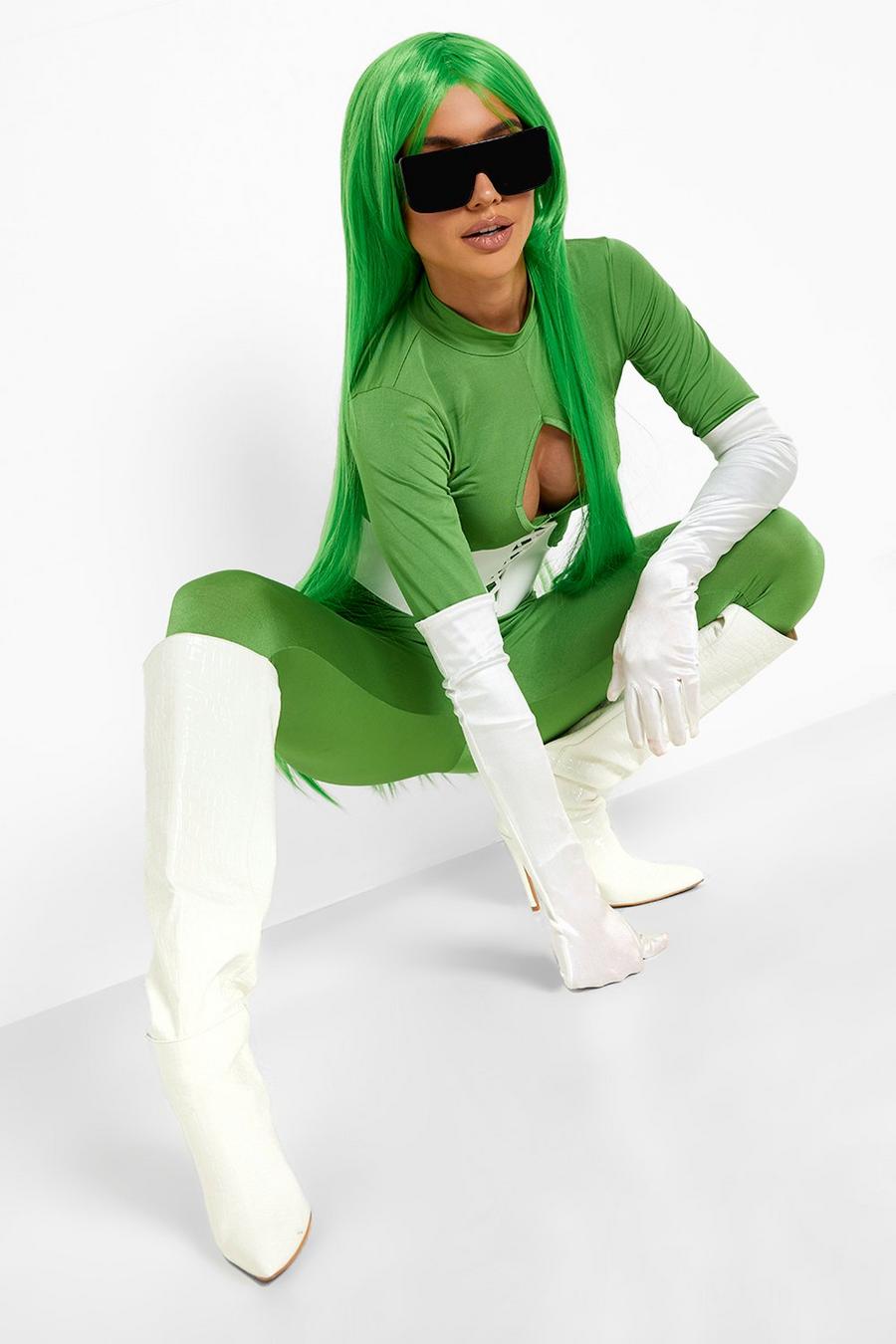 Green Halloween Catsuit med cut-out image number 1