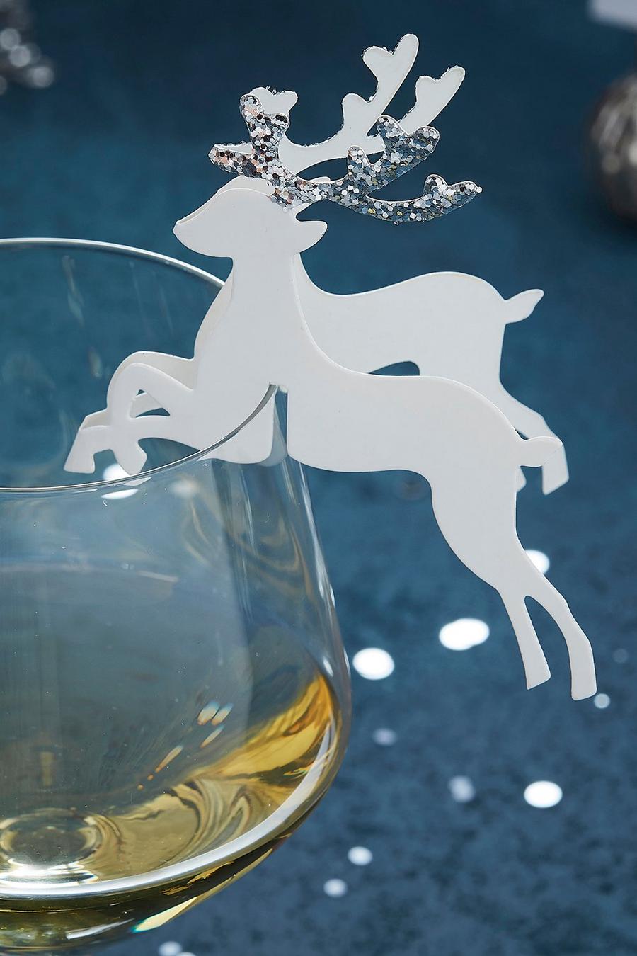 White Ginger Ray Reindeer Glass Decoration image number 1