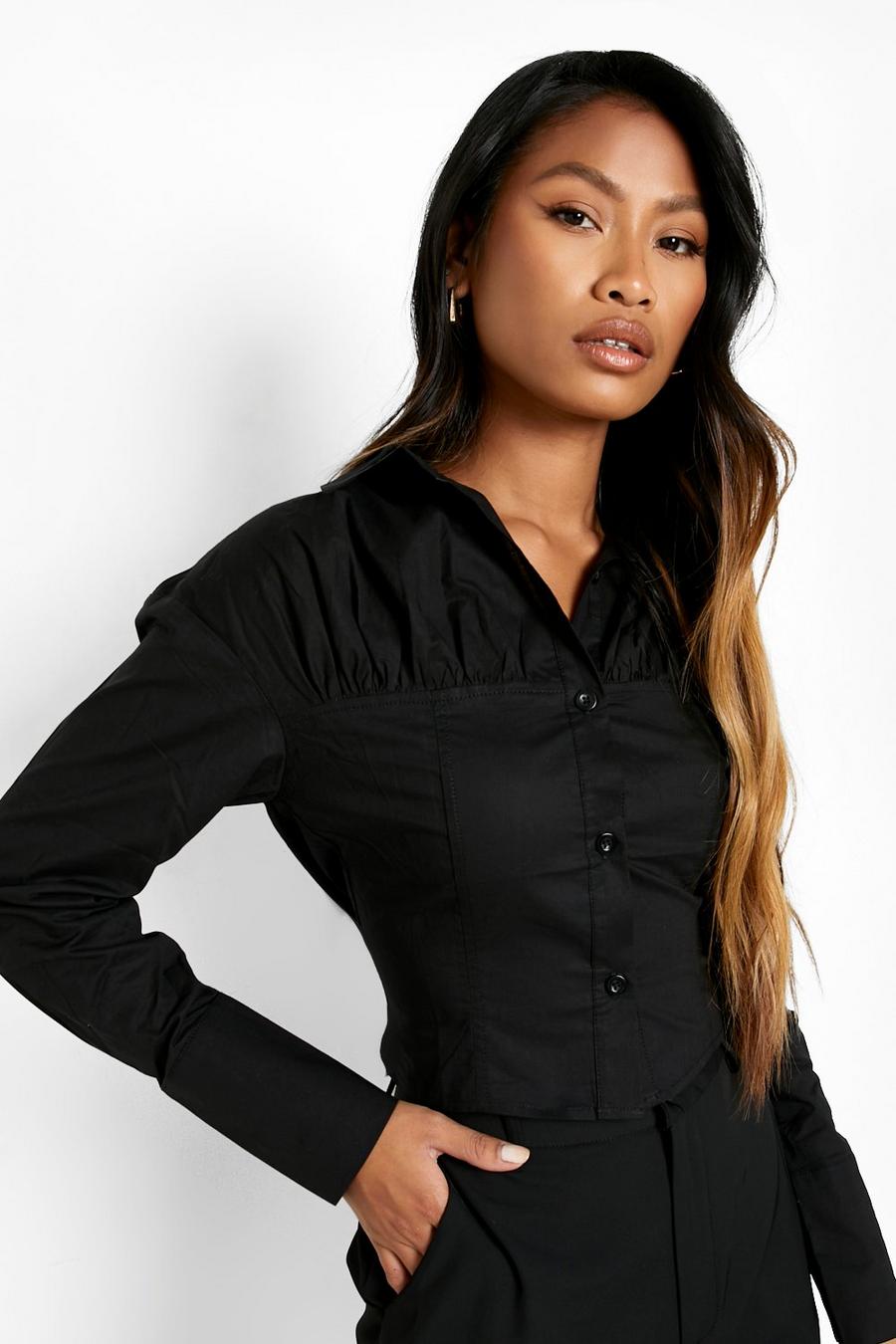 Black Fitted Corset Shirt image number 1