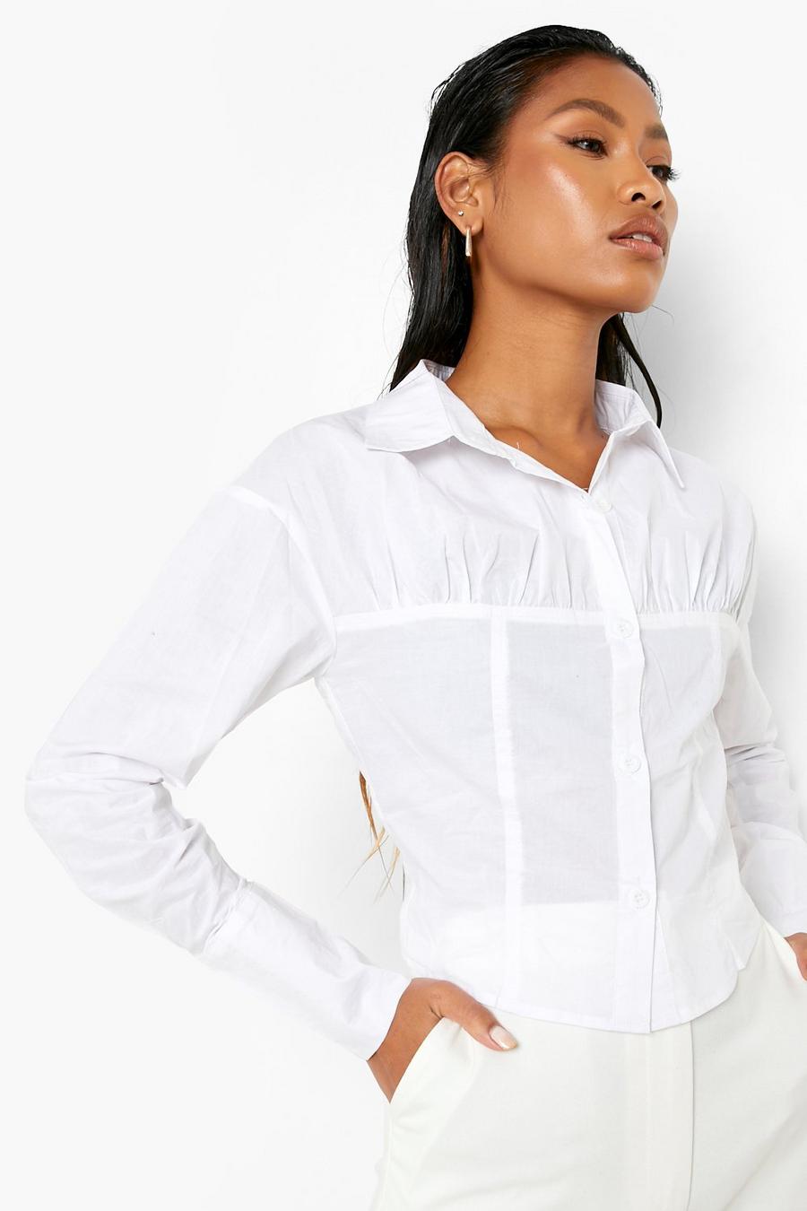 White Fitted Corset Shirt image number 1