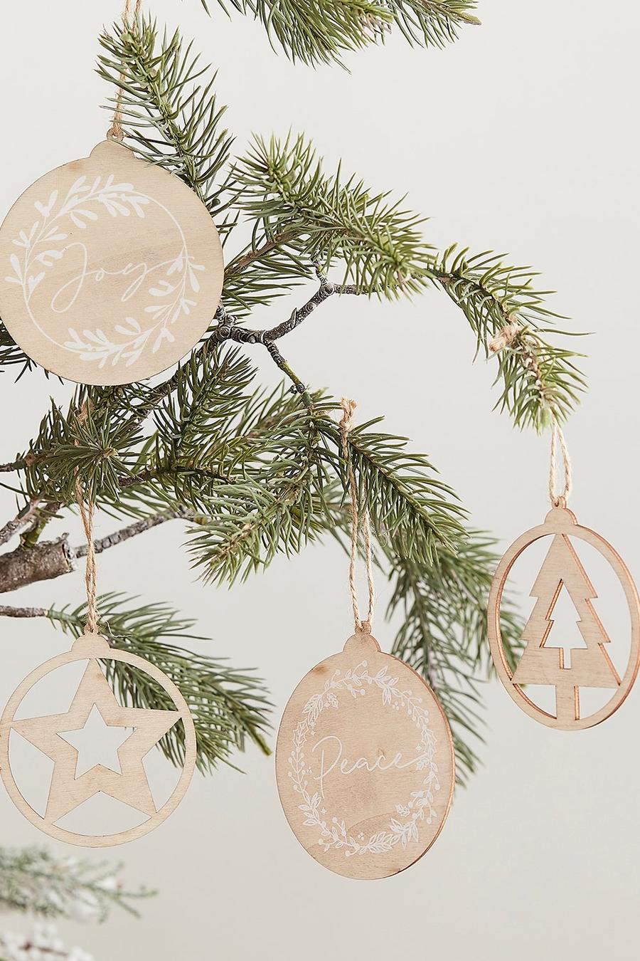 Ginger Ray - Lot de 4 décorations de Noël en bois, Wood image number 1