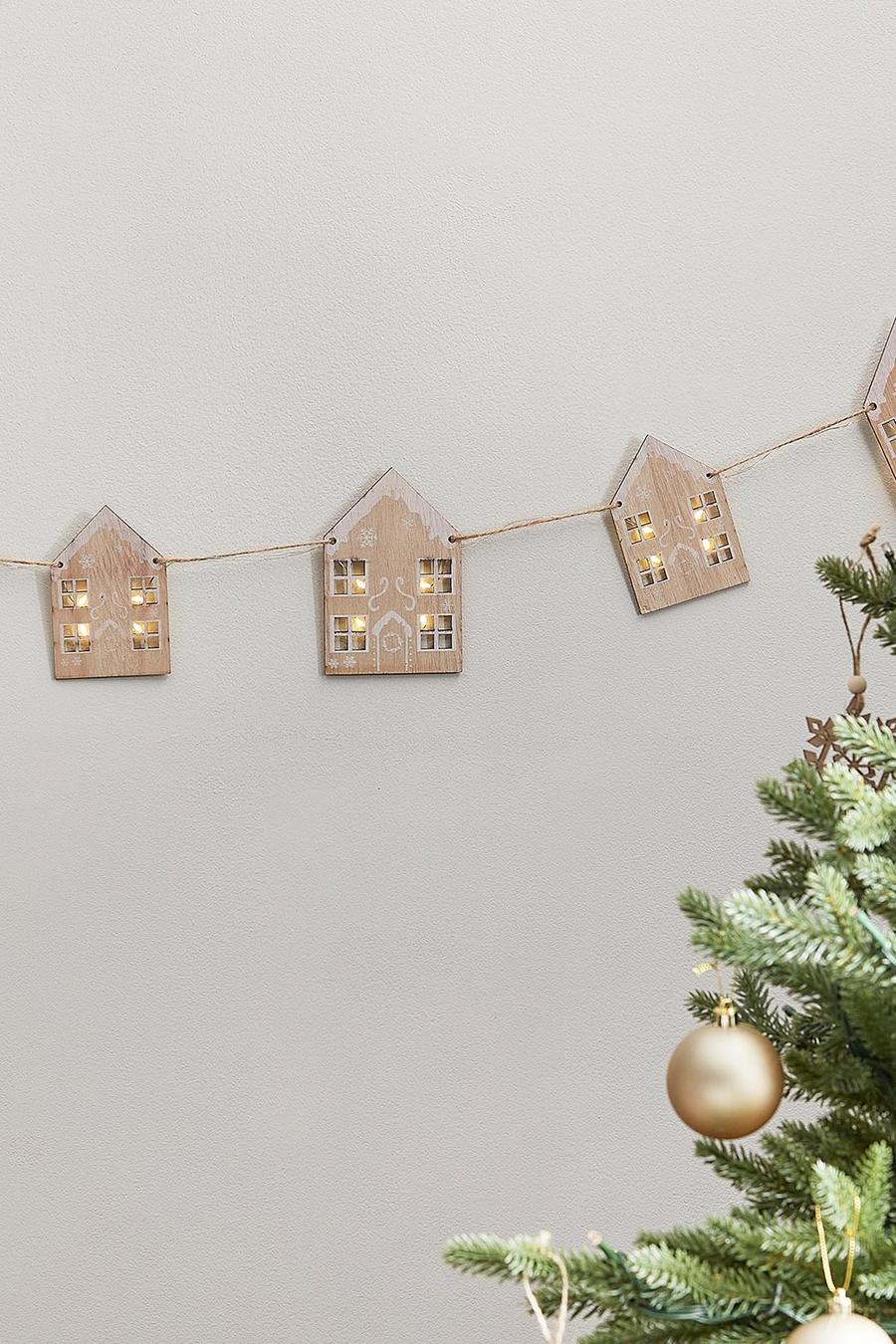 Wood Ginger Ray Christmas Wooden House Bunting image number 1