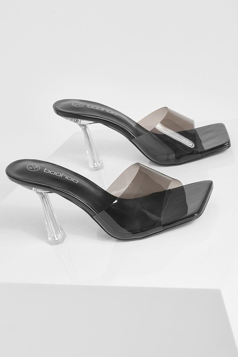 Tonal Clear Heel Detail Mules