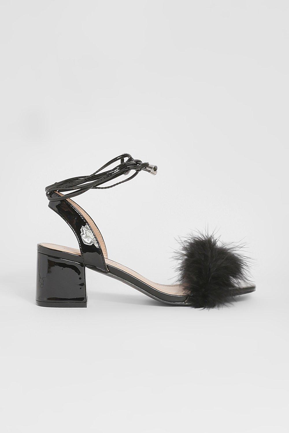 Black feather best sale block heels