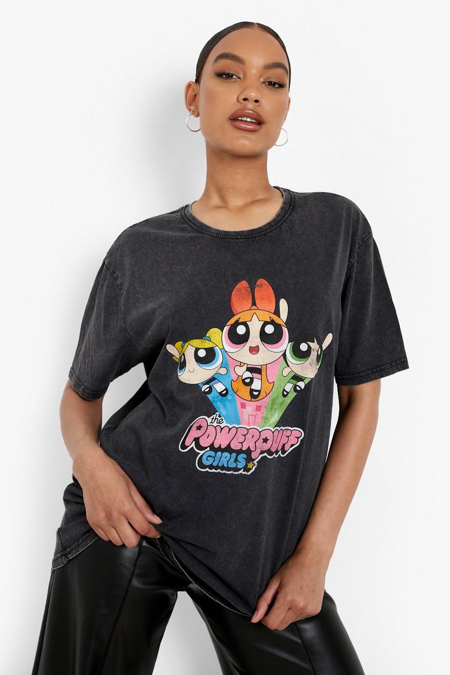 Charcoal Powerpuff Girls Acid Wash Licensed T-shirt image number 1