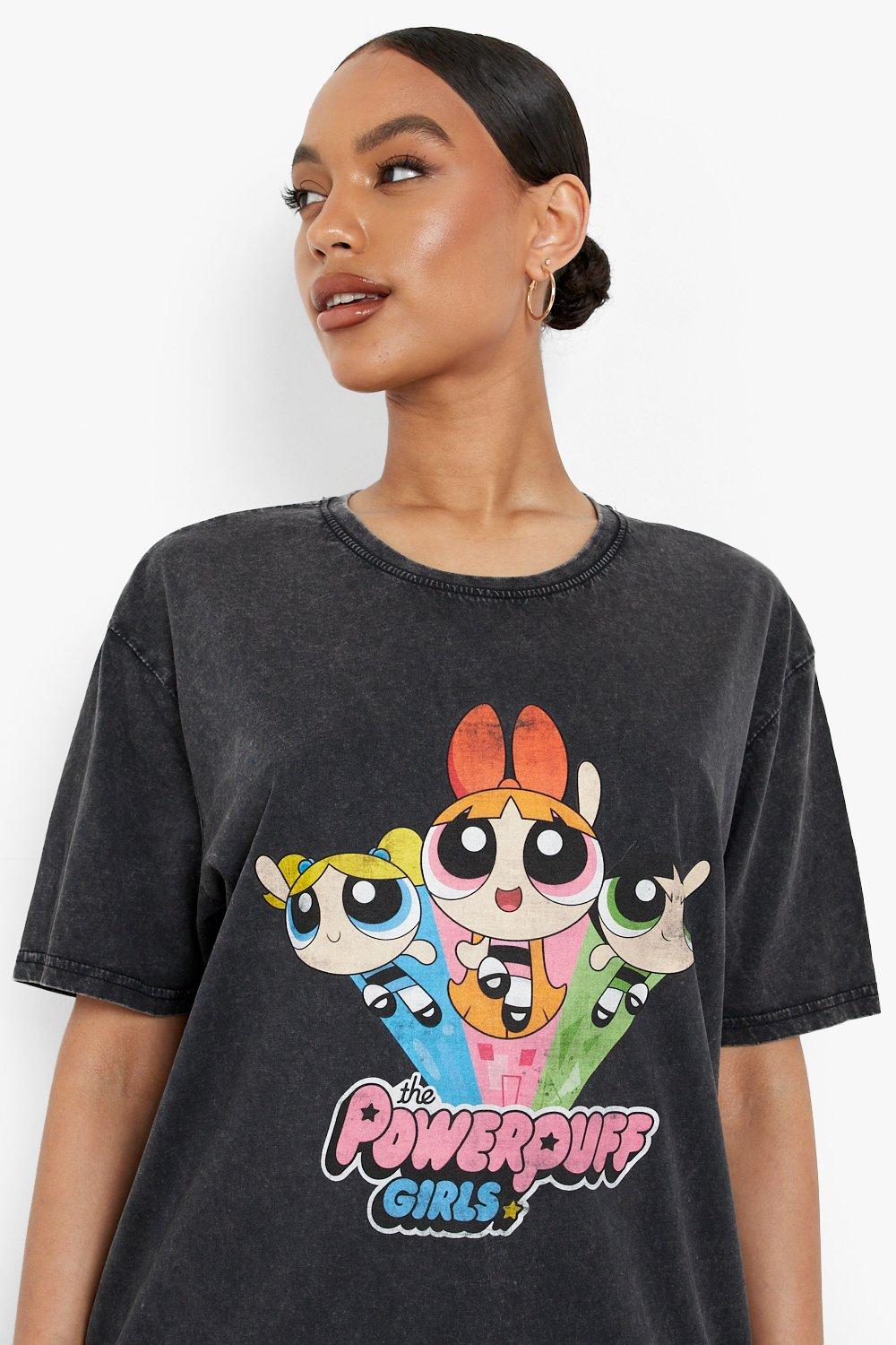 Powerpuffpinglorna T shirt med stentv ttad effekt boohoo