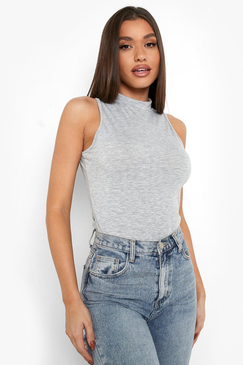 womens sleeveless polo neck tops