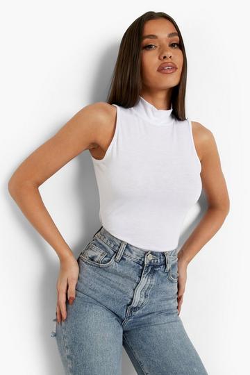 White High Neck Sleeveless Top