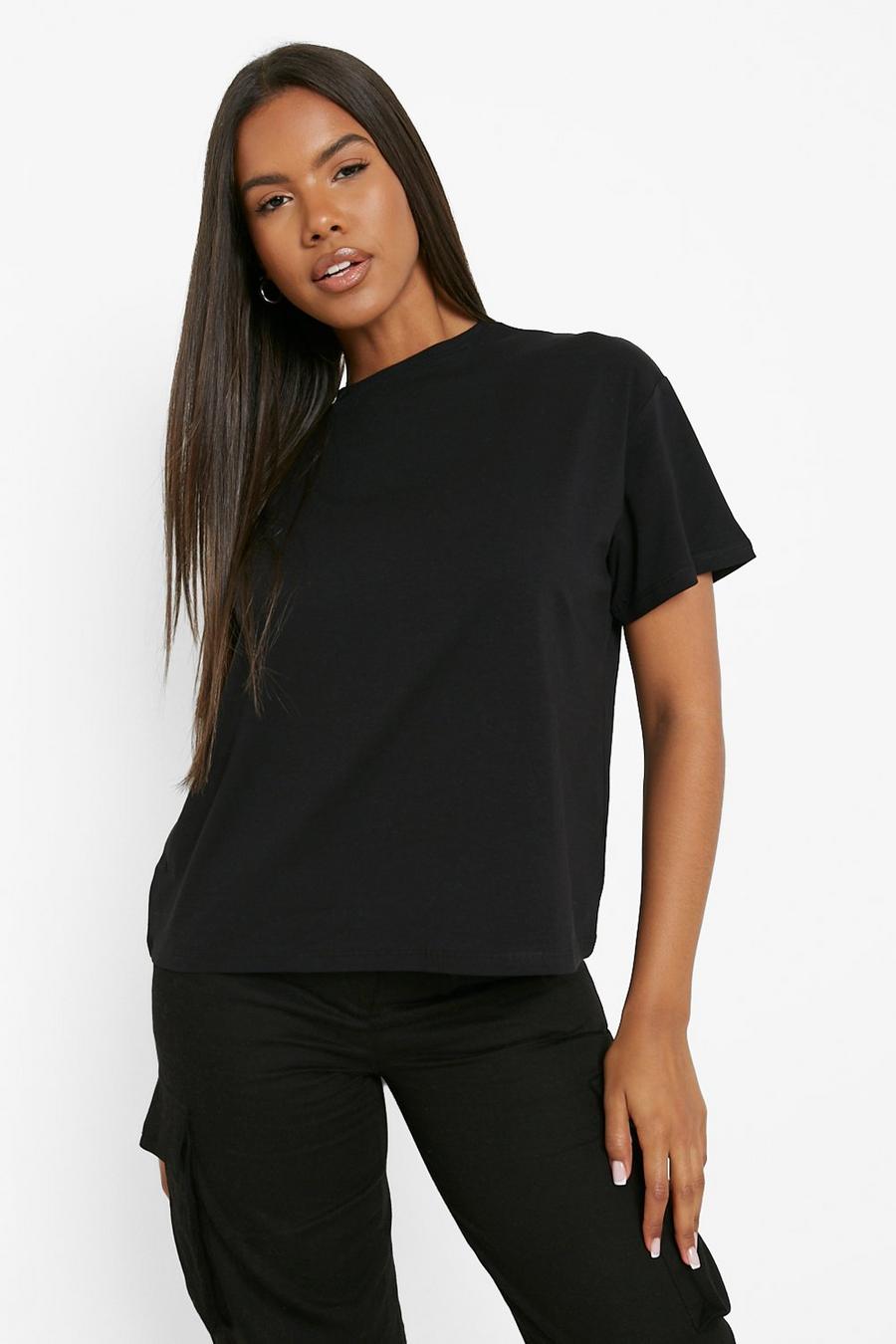 Black Basic Cap Sleeve T Shirt